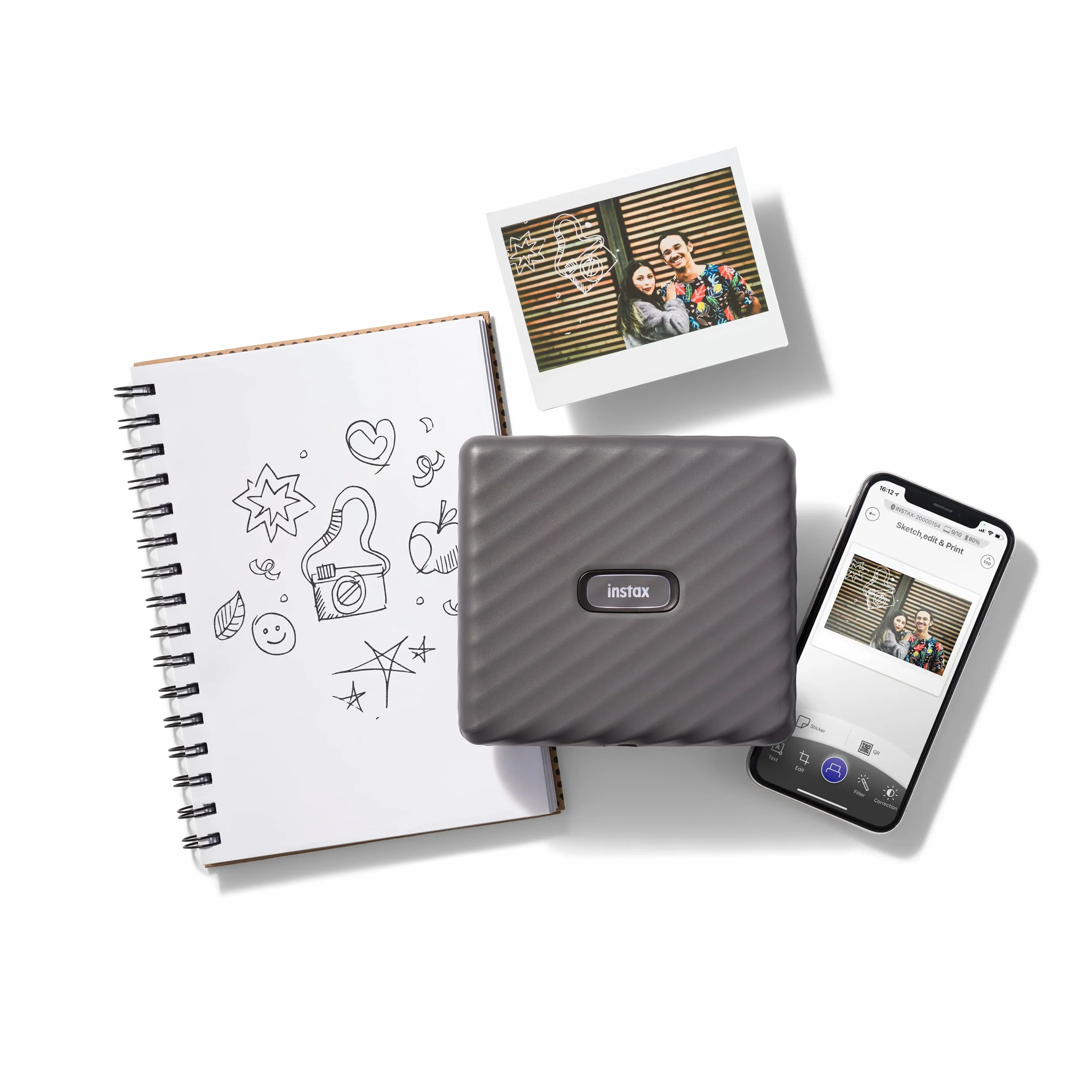 instax Link Wide Impresora para teléfonos, Color Gris Moka