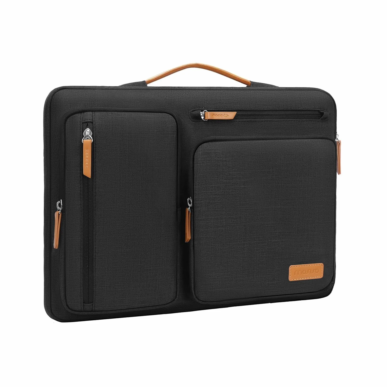 MOSISO 360 Funda Portátil 13,3 Pulgadas, 13 a 13,3 Pulgadas Laptop Bolsa Compatible con MacBook Air/Pro 13/Pro 14, HP Acer, Bolsa Lateral Abierta con 4 Bolsillos con Cremallera&Mango,Negro
