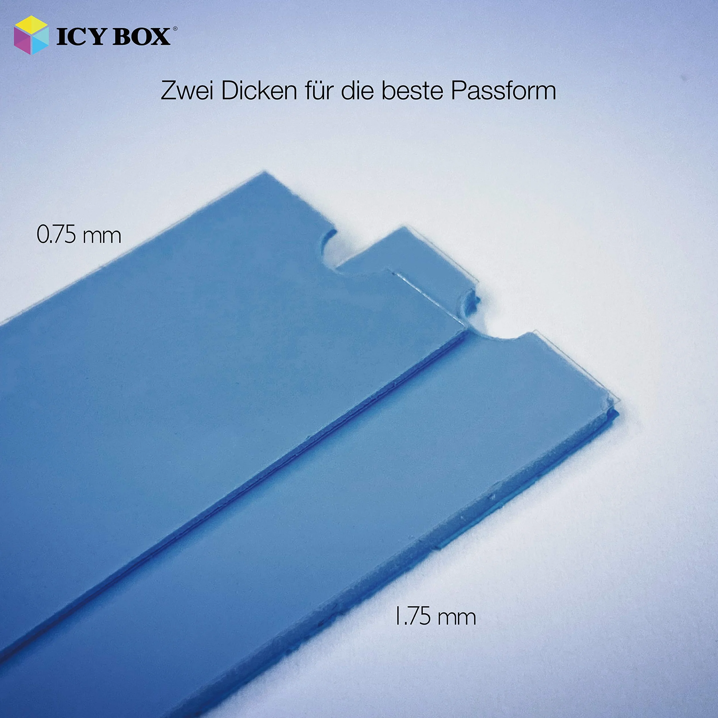 ICY BOX M.2 - Almohadillas térmicas (3,2 W/MK, 2 Unidades, 1,75 mm, 0,75 mm, para 2280, 2260, 2242)