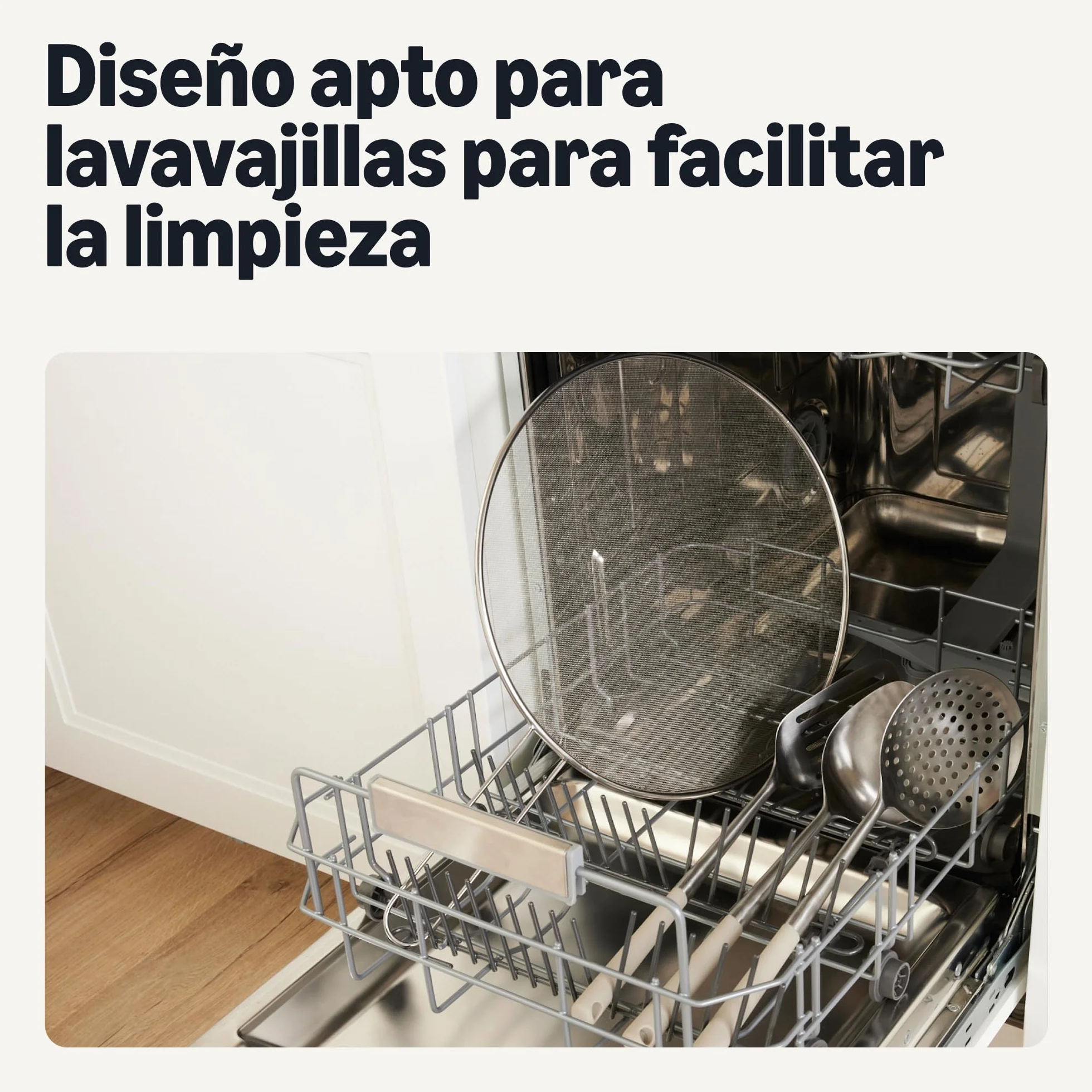 Amazon Basics Protector de Salpicaduras para Sartén 33,0cm Acero Inoxidable Apto para Lavavajillas