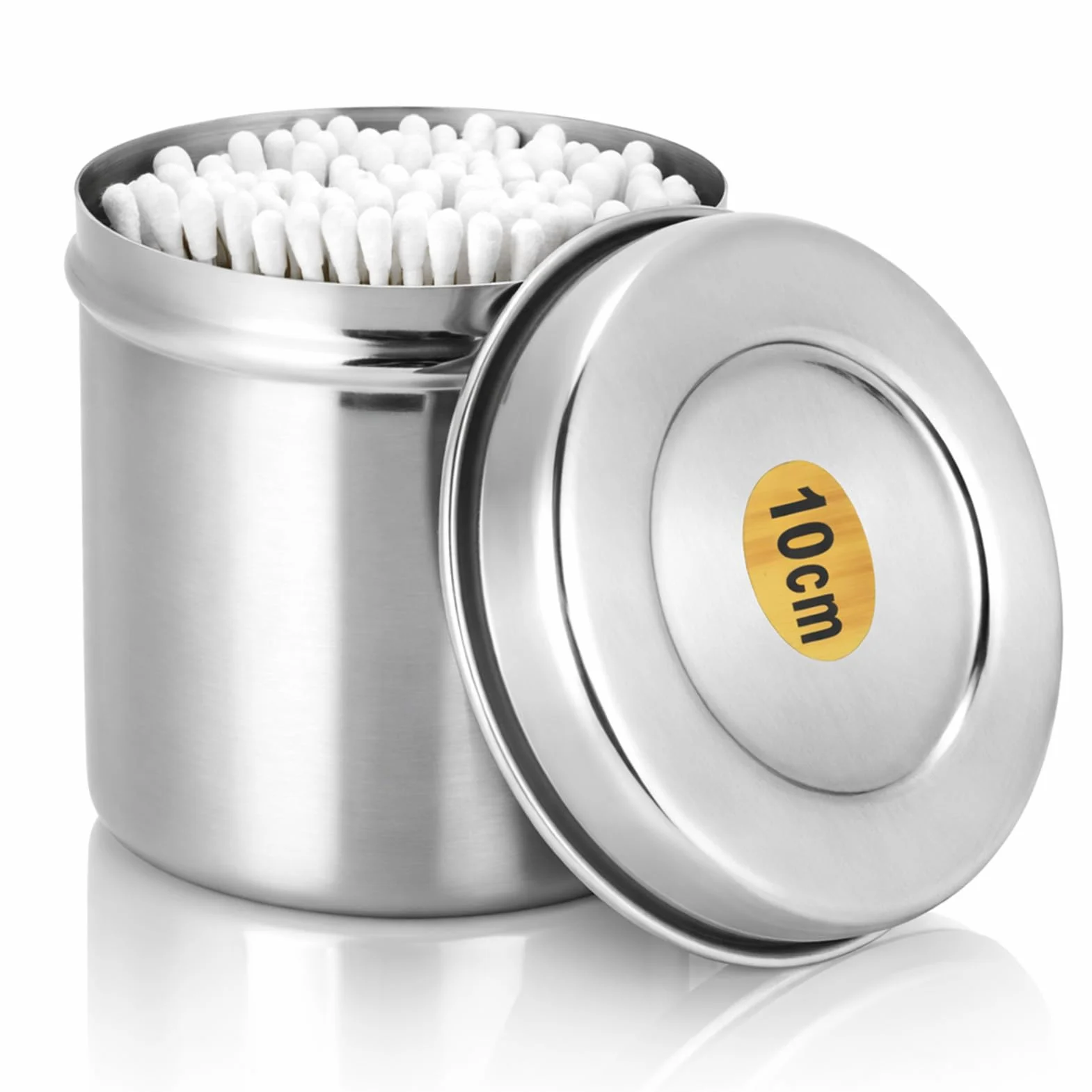 Organizador de almacenamiento para encimera de tocador de baño, caja contenedora de tarro de caja de acero inoxidable con tapa, vaso de bola de algodón para tarro de bote para bastoncillos de algodón