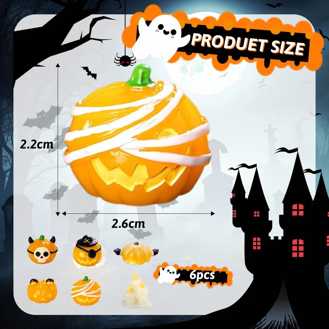 Miniatura Halloween Decoración, Adornos de Resina para Calabaza Figuras, Decoraciones para el Hogar