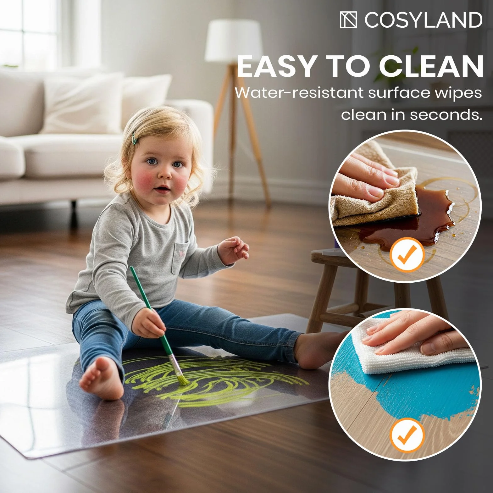COSYLAND Protector de Suelo para Silla con Ruedas 90 x 120 cm, Esterilla Transparente PVC