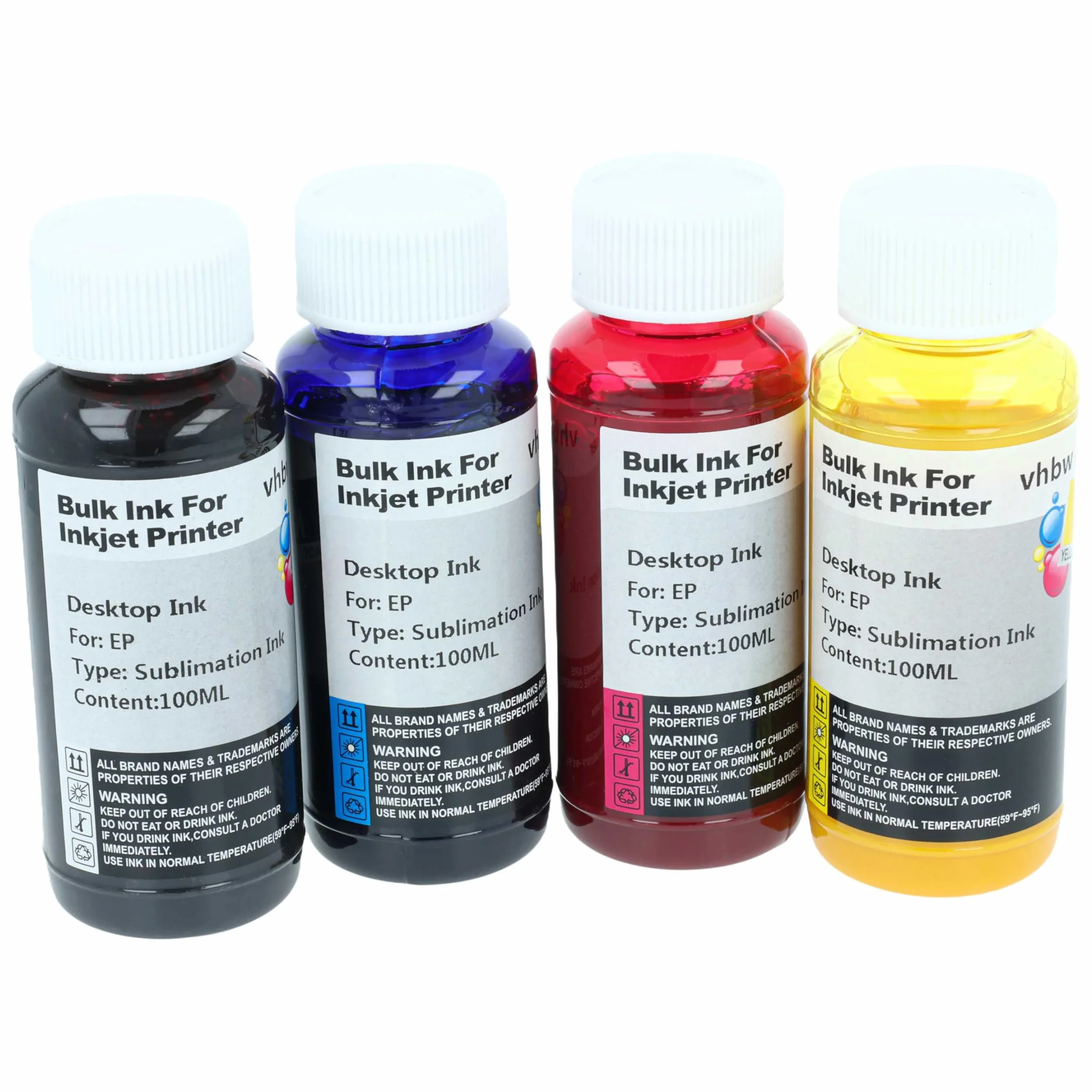 vhbw 4X Tinta de sublimación Compatible con Ricoh Aficio GX E3300N Impresora de sublimación - Set de Recarga, Cian, Magenta, Yellow, Negro, 100ml