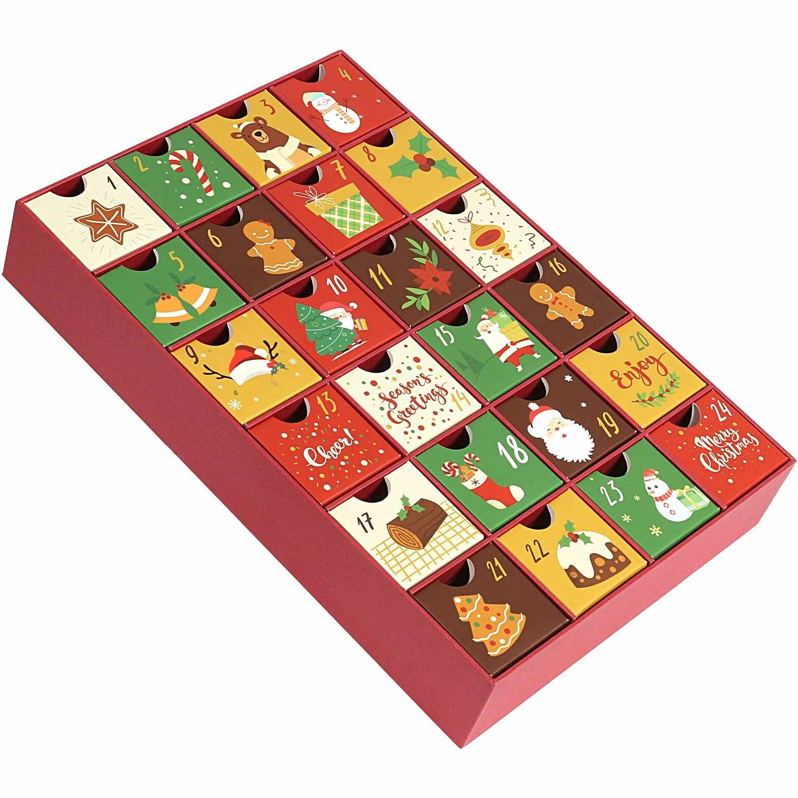 LEMESO 24 Cajas de Calendario de Adviento de Cartón para Rellenar con Números 1-24