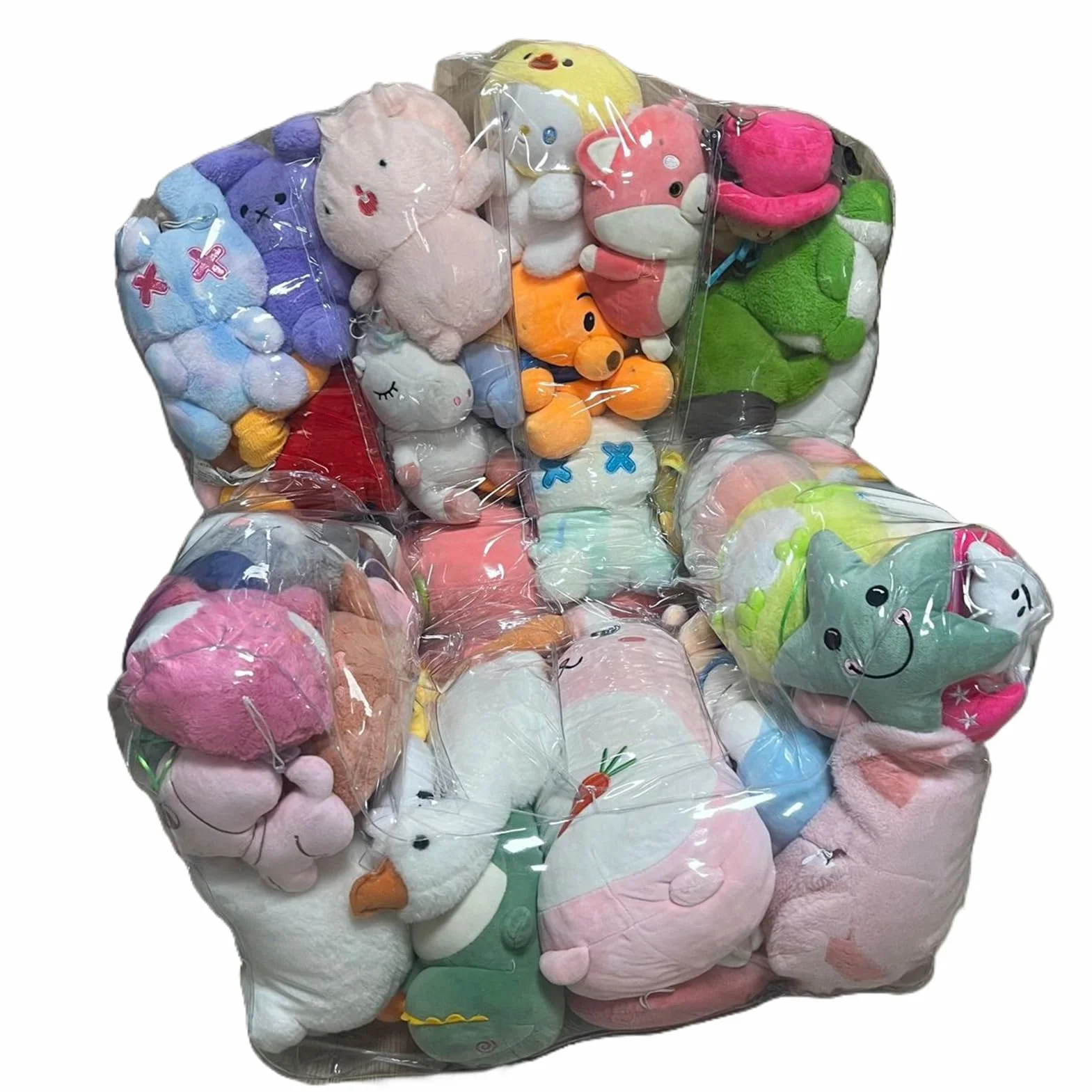 Genérico Sillón Puf Transparente, Fundas para Sillón Saco para Guardar Peluches, Sillóns Puf Impermeable De PVC, Ideal Paras Organizar Juguetes De Niños