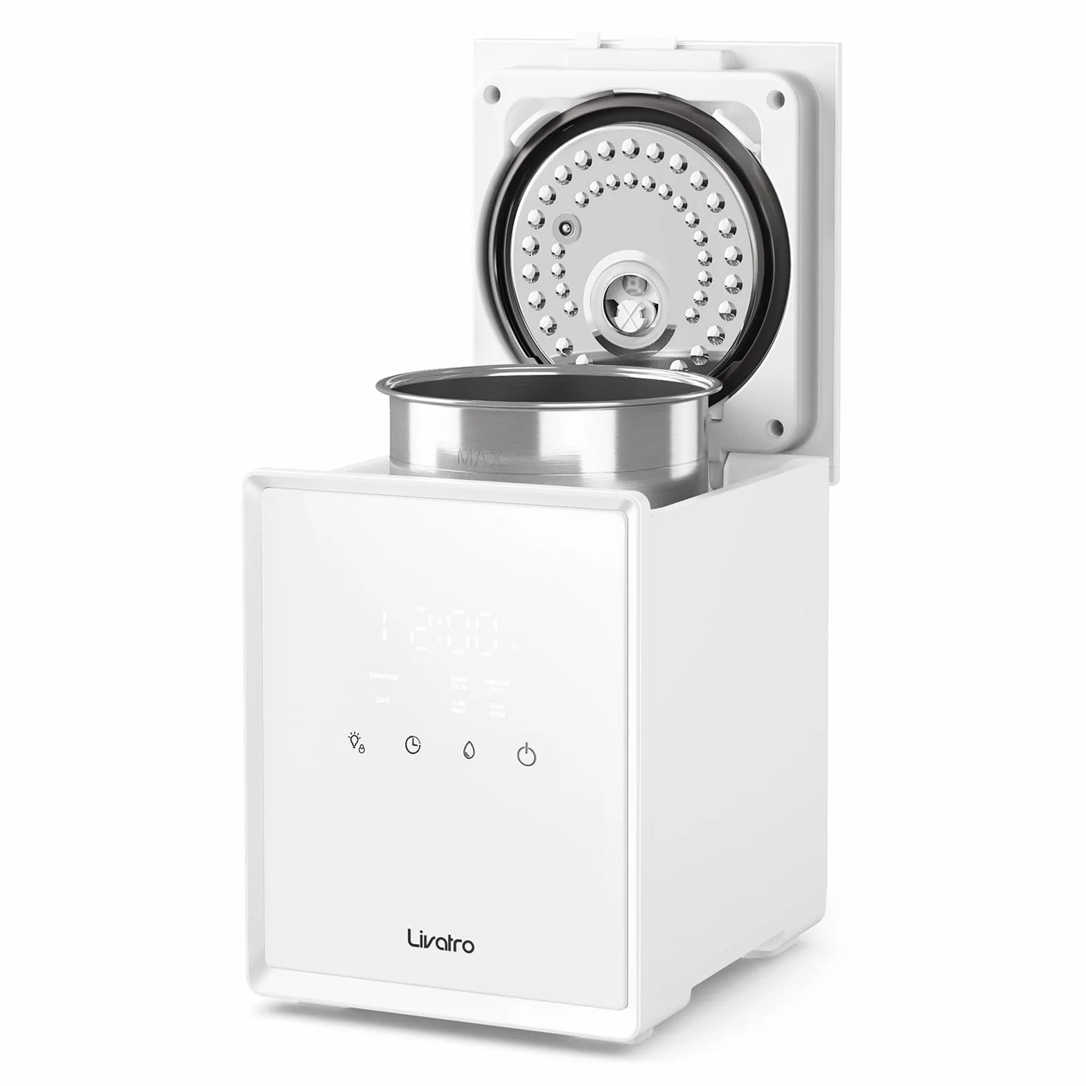 Livatro Humidificador de Aire 3L Top-Fill, Humidificador de Vapor Caliente de Acero Inoxidable, Reduce el 99,97% de las Bacterias,Temporizador y Modo Sueño,para Bebés,Oficina, Dormitorio,Sala de Estar