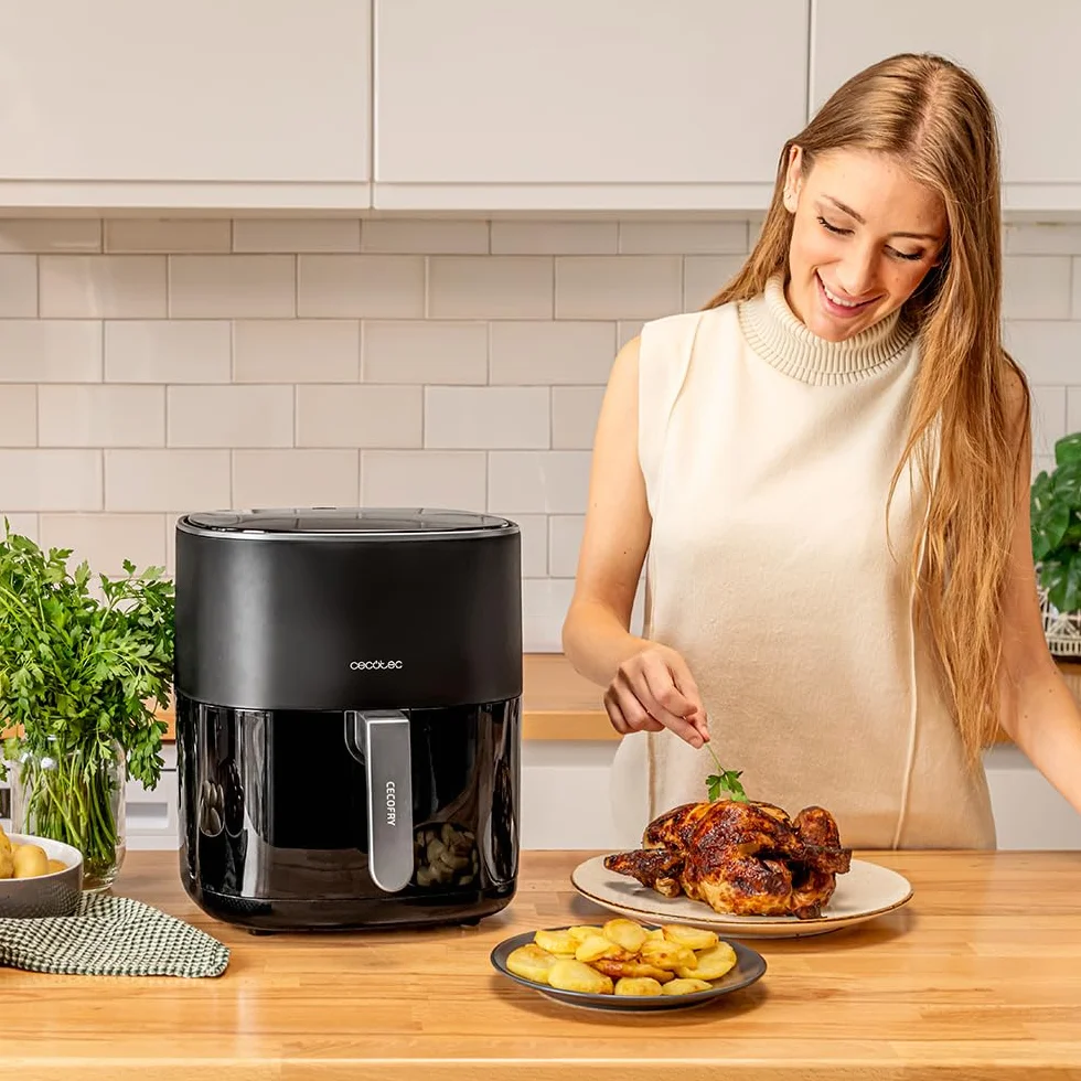Cecotec Freidora de Aire sin Aceite 6,5L Cecofry Fantastik 6500 1700W PerfectCook 12 Modos Táctil 80-200ºC Negra