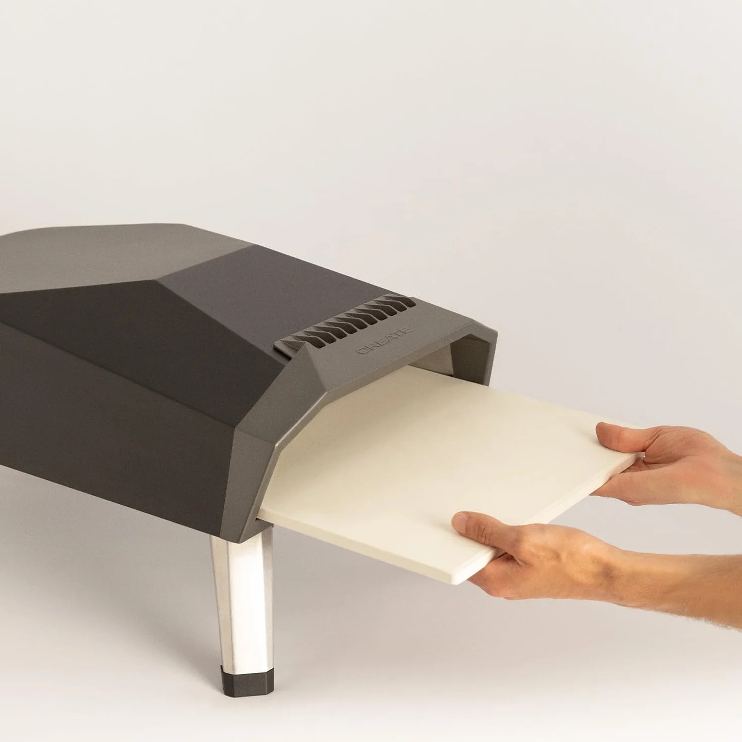 Horno de gas para pizzas portátil 12" Acero inoxidable y piedra patas plegables Flame-Out 500°C 30cm