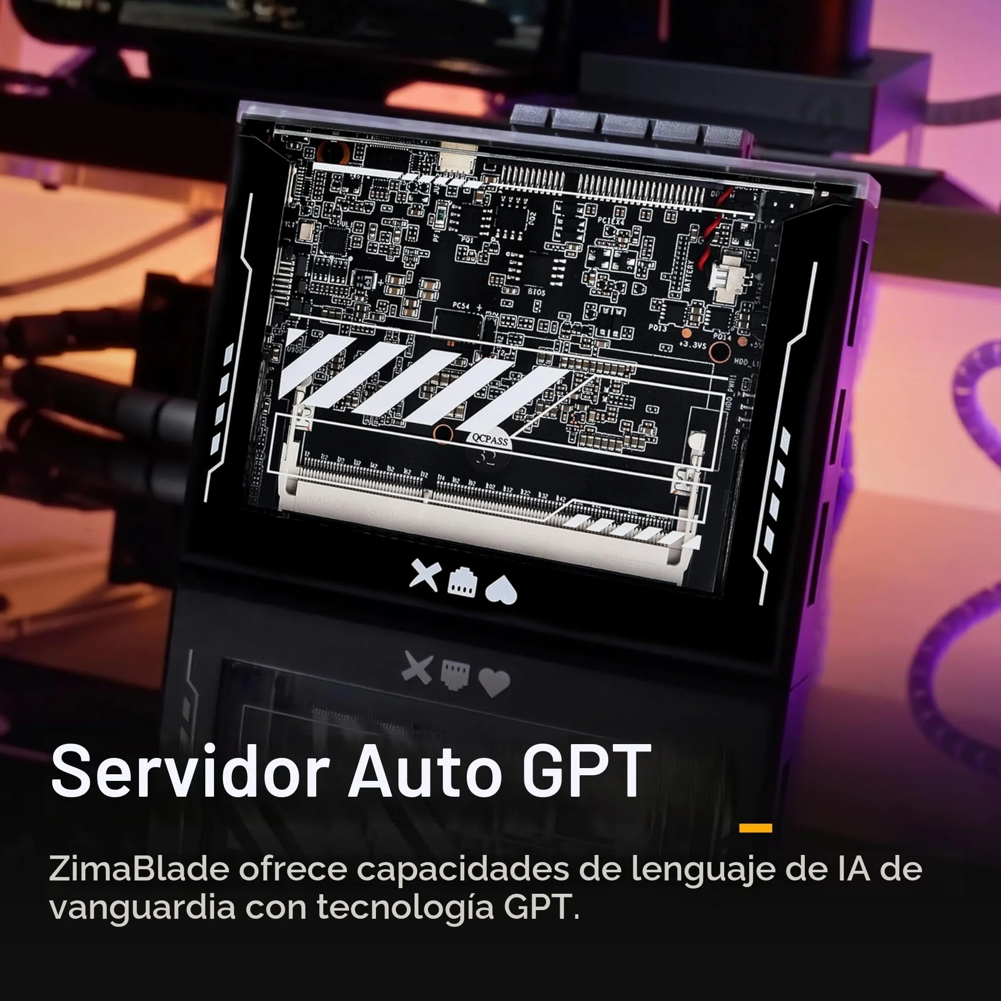 ZimaBlade 7700 Paquete de Almacenamiento Servidor monoplaca x86 para Cyber Native(con RAM y Adaptador Tipo C), PCIe x4, Multimedia Gigabit Ethernet 4K, Almacenamiento Conectado en Red