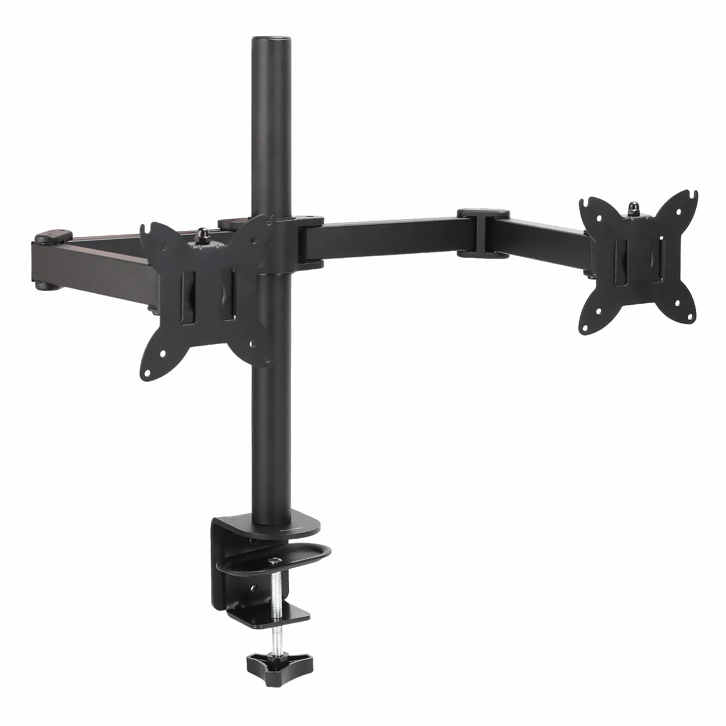 Amazon Basics Soporte de Escritorio con Brazo Ajustable para Monitor Dual, Compatible con Monitores de Hasta 32 Pulgadas y 10kg por Brazo, Tensión Ajustable, VESA 75 x 75/100 x 100, Negro