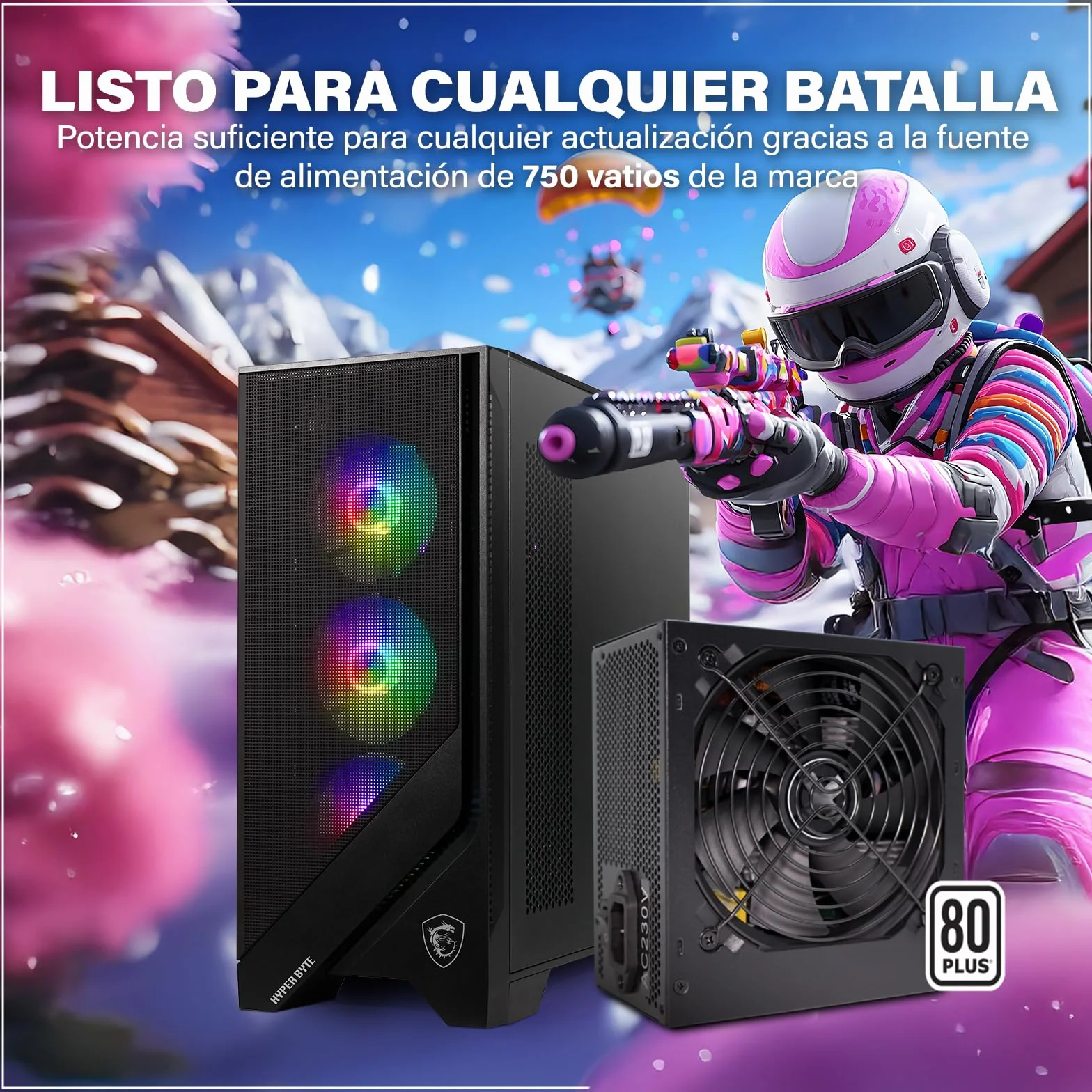HYPER BYTE® - PC Gaming - Set Completo con AMD Ryzen 7 5700G | 16 GB de RAM DDR4 | SSD 1 TB | Monitor de 25 Pulgadas | Ratón & Teclado | WLAN | Win11 Pro | Ordenador sobremesa Gamers