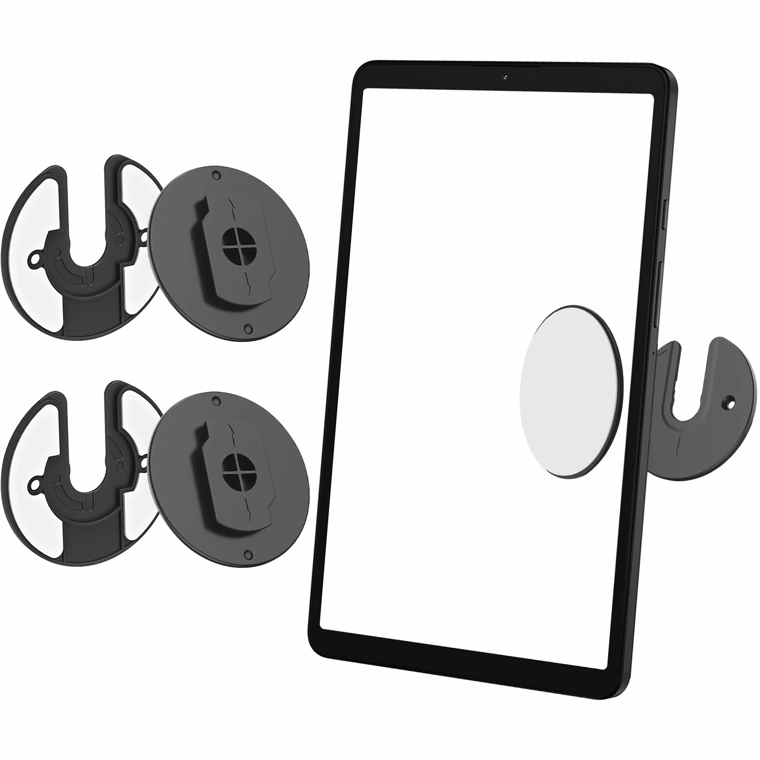 2 soportes de pared para tableta, rotación de 90°, soporte universal con adhesivo y tornillos, soporte de pared ajustable para tableta, smartphone y lector electrónico, compatible con iPad