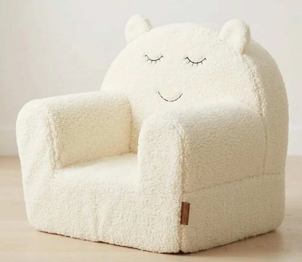 Creaciones Llopis Sillón Infantil Acolchado para Niños y Niñas - Borreguillo Amarillo - Fabricado en España