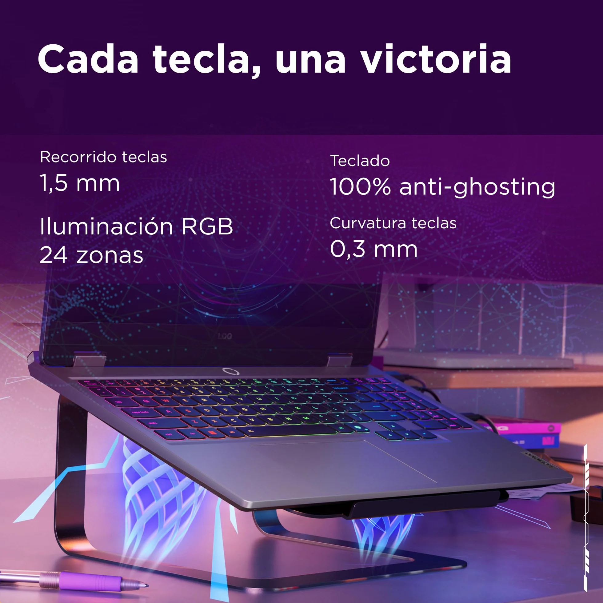 Lenovo LOQ Gen 10 - Portátil Gaming IA 15.6" FHD (Intel Core i7-13650HX, NVIDIA GeForce RTX 5060, 32 GB RAM, 1 TB SSD, 144 Hz, Wi-Fi 6, Sin Sistema Operativo) QWERTY RGB 24 Zonas Español - Gris