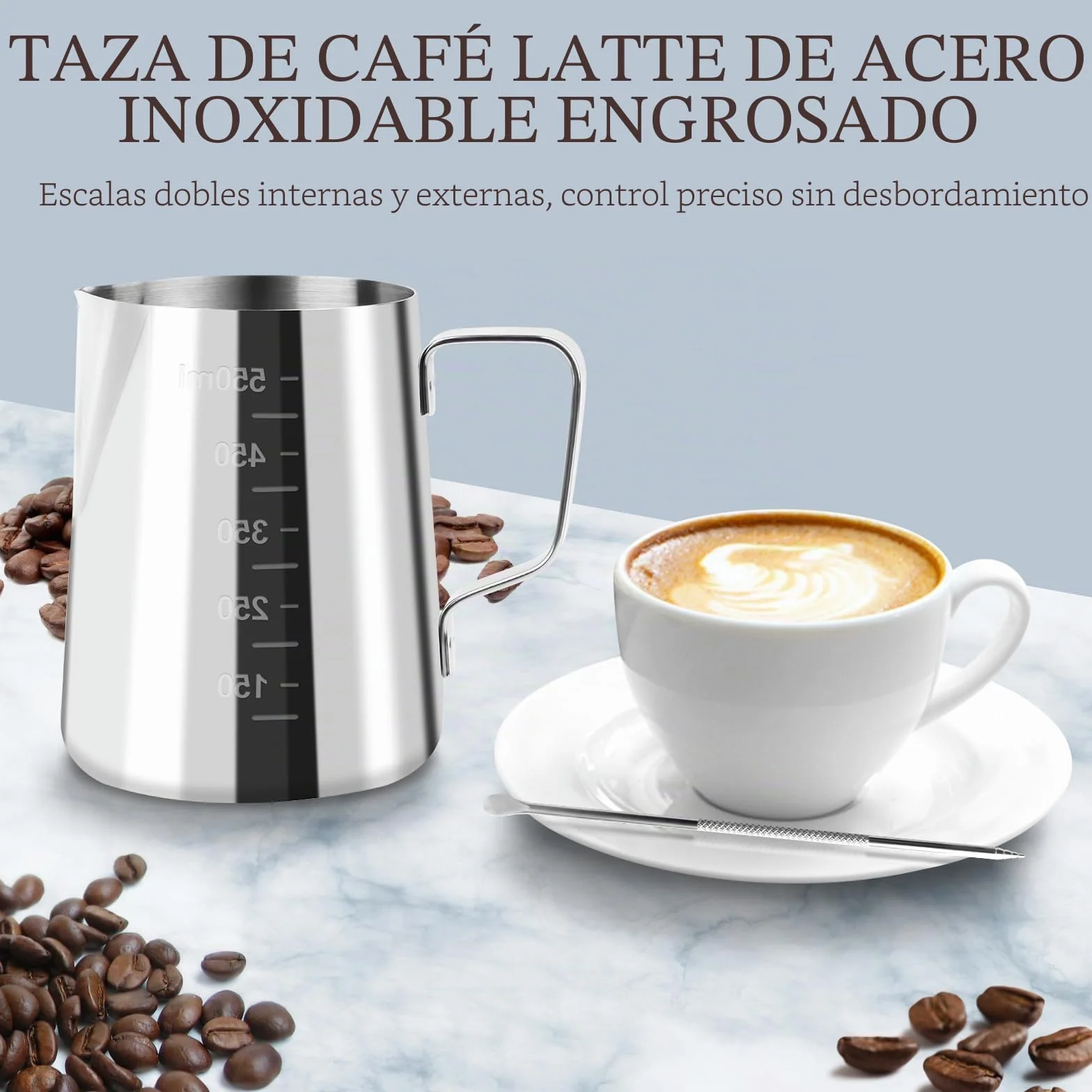 Jarra de Leche Barista 304 Acero Inoxidable 600ML para Espresso