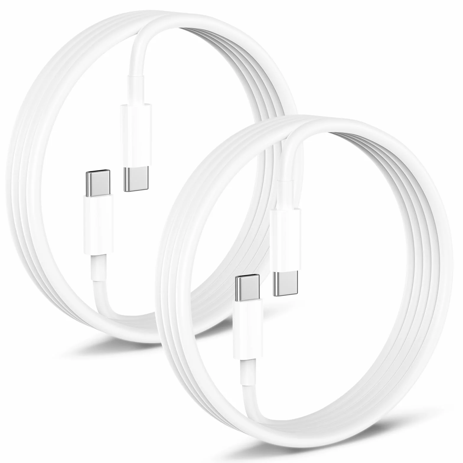 Cable USB C a USB C de 3 pies, paquete de 2 cables USB C a C de 3 A, cable de carga rápida Carplay tipo C a tipo C para iPhone 17, 16, 15 Pro Max, MacBook, Samsung Galaxy, color blanco