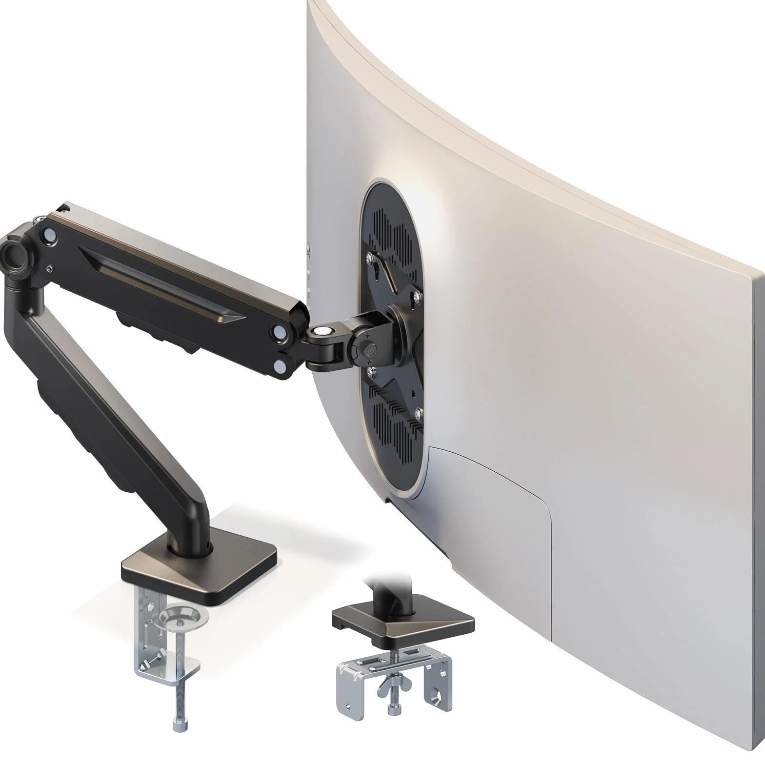 PUTORSEN Soporte de monitor para pantallas de 13 a 40 pulgadas - Brazo para monitor de mesa con muelle de gas - ergonómico y ahorra espacio, altura regulable, inclinación y giro, soporta hasta 12 kg