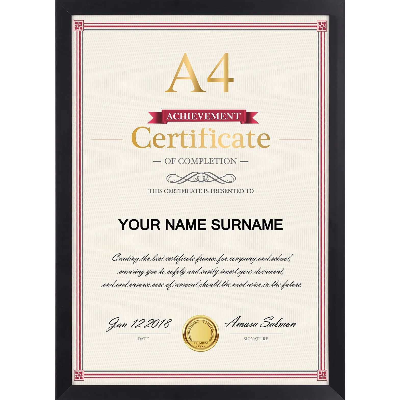 Giftgarden Marco A4 21x29,7 cm Negro para Certificados, Diplomas y Documentos