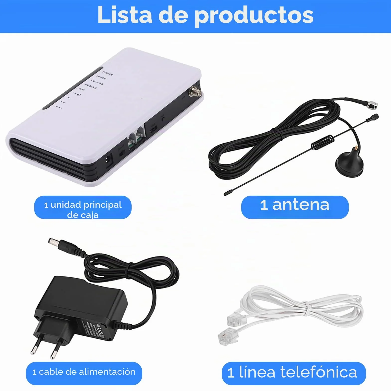 Terminal Inalámbrico Fijo, Inalámbrico a Caja de Teléfono con Cable gsm el Trabajo de 24 Horas Puede Conectar la Antena del Registrador de Alarma de la Caja del Teléfono(Blanco)