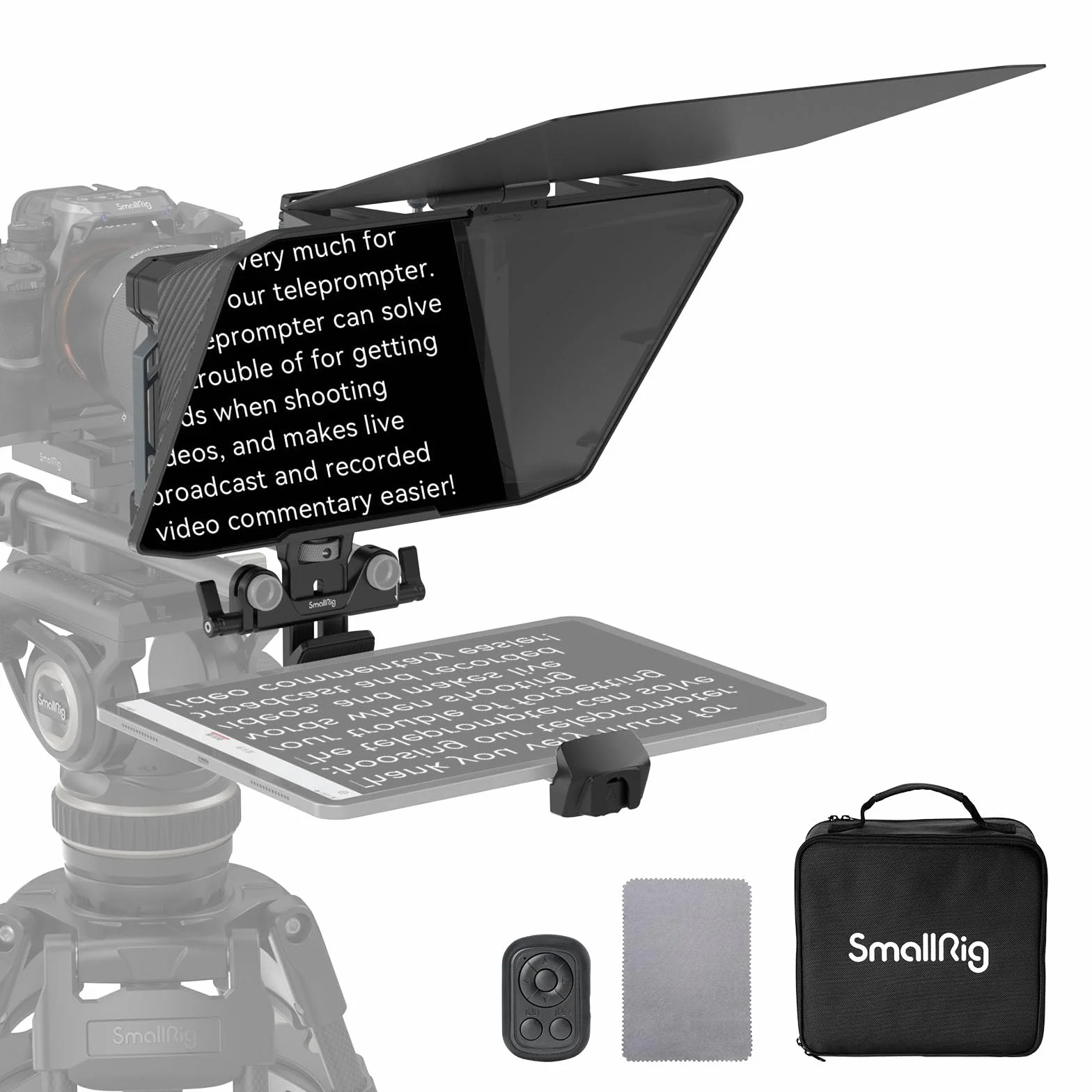 SMALLRIG Teleprompter para iPad para Tableta Android de hasta 11pulgadas, NO para Teléfono, la Aplicación Small GoGo Admite PDF Picture Word TXT, Debe Funcionar con Placa Base LWS de 15mm- 3646