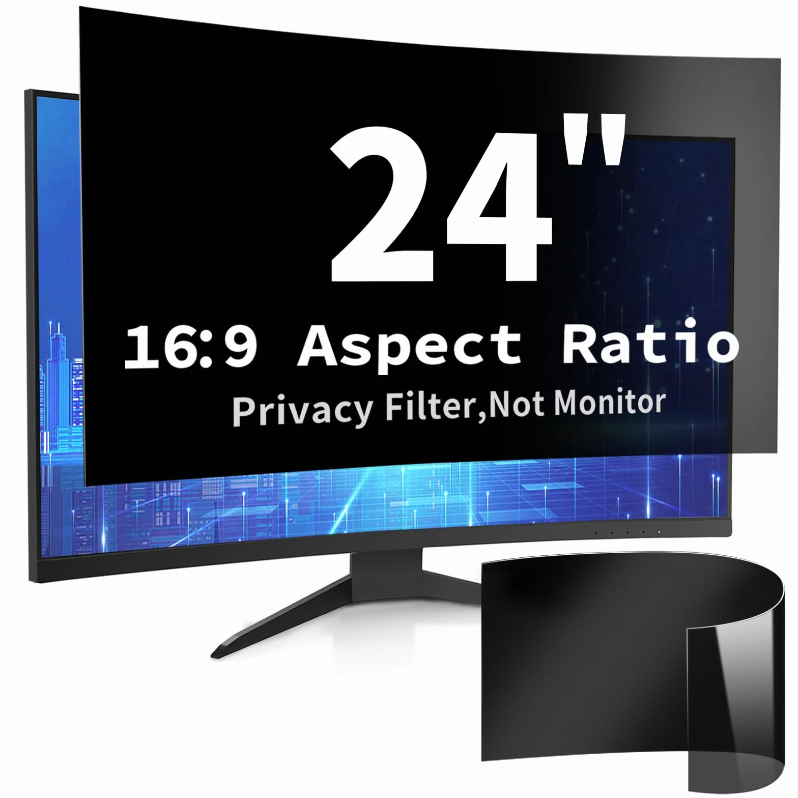 Protector de Pantalla para Computadora de Escritorio de 24 Pulgadas con Relación de Aspecto 16:9, Anti Luz Azul y Antideslumbrante, Filtro de Privacidad de Rápida Fijación