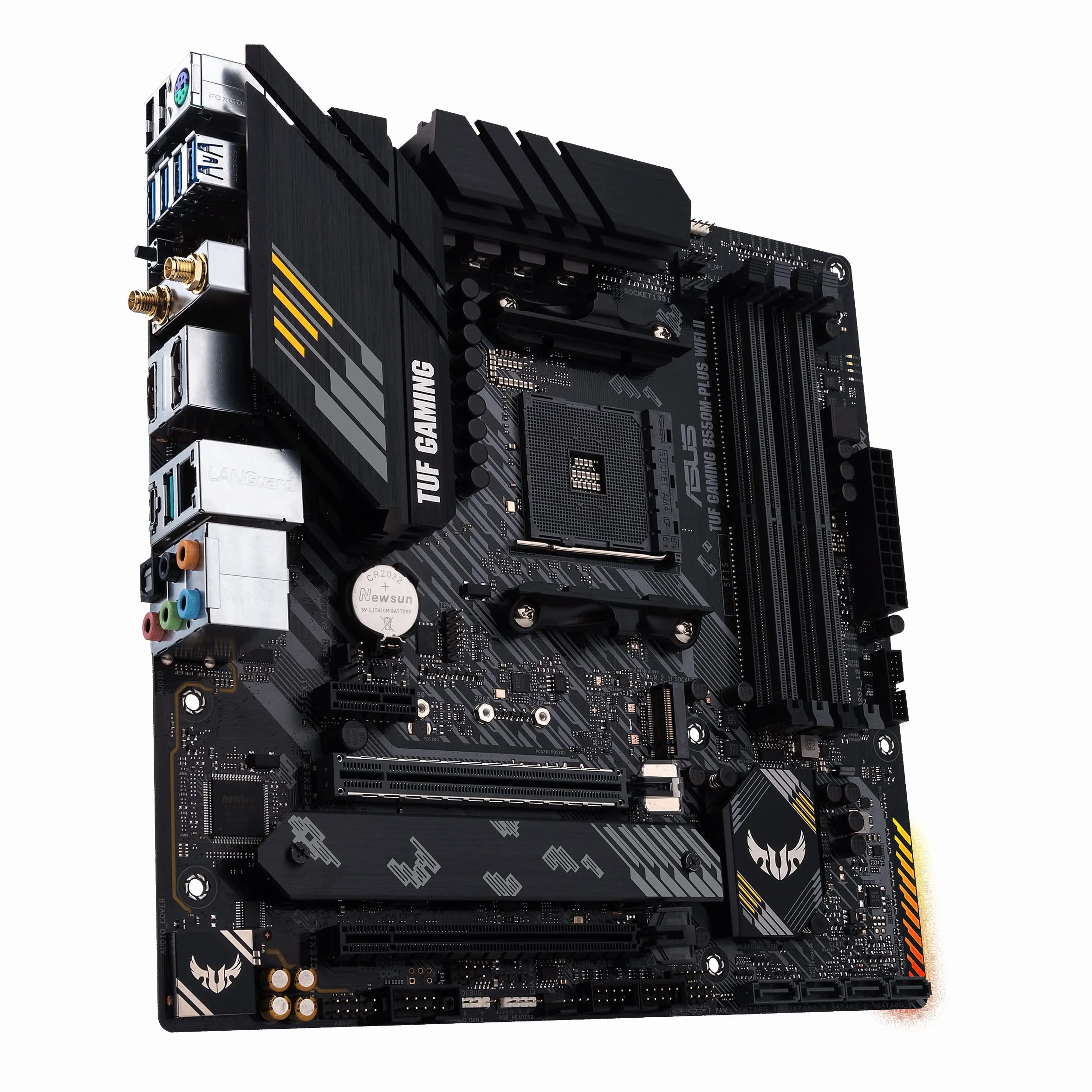 ASUS TUF Gaming B550M-PLUS WiFi II - Placa Base de Gaming Micro-ATX AMD (PCIe 4.0, 2X M.2, VRM de 10 etapas, Wi-Fi 6, 2.5 GB Ethernet, HDMI, DP, USB 3.2 Gen. 2 de Tipo A y C, Aura Sync RGB), B550 II