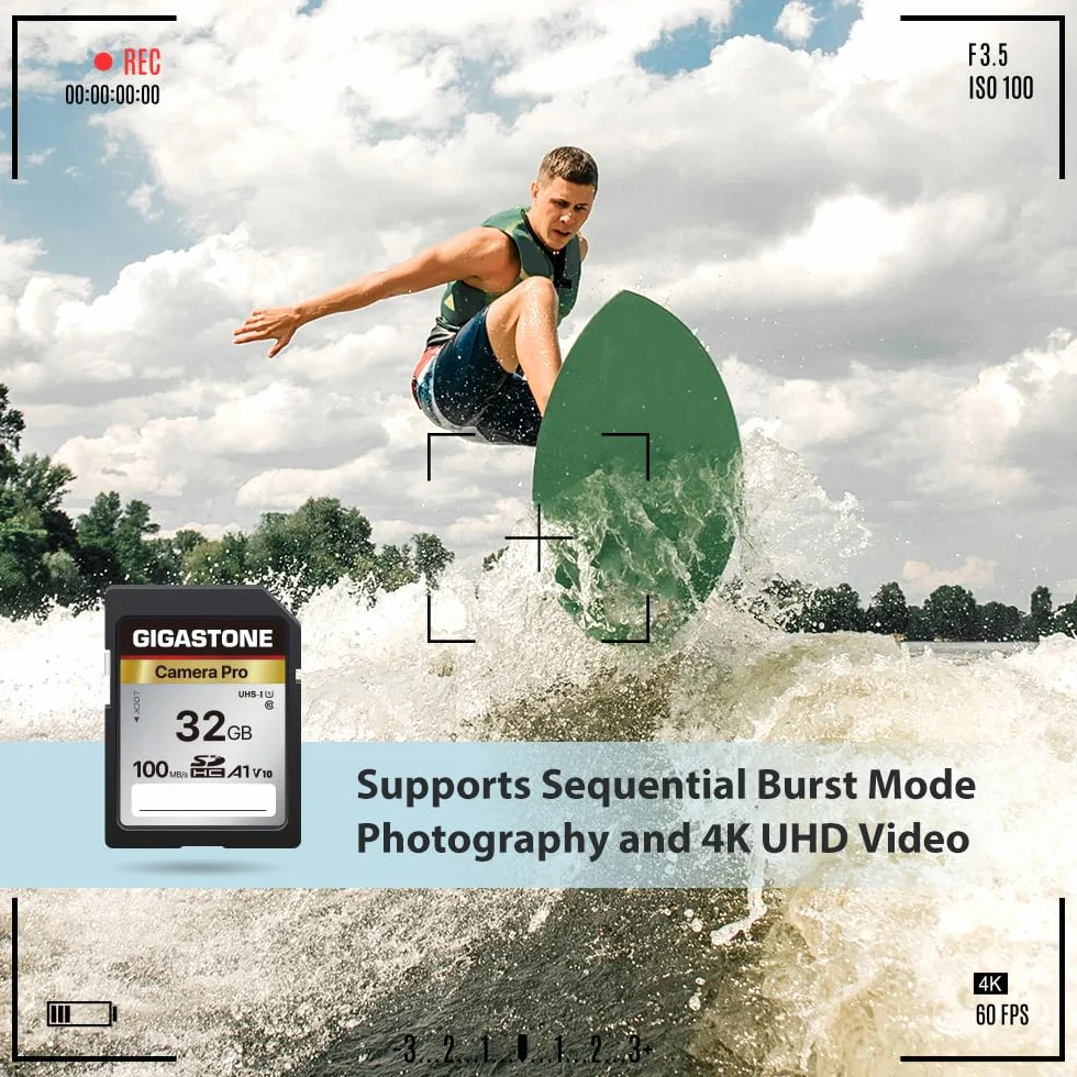【5 Años Recuperación de Datos Gratis】 GIGASTONE 32GB SD Card 1 Minicase V10 SDHC Memory Card High Speed Full HD Video Compatible with Canon Sony Kodak Olympus Digital Camera