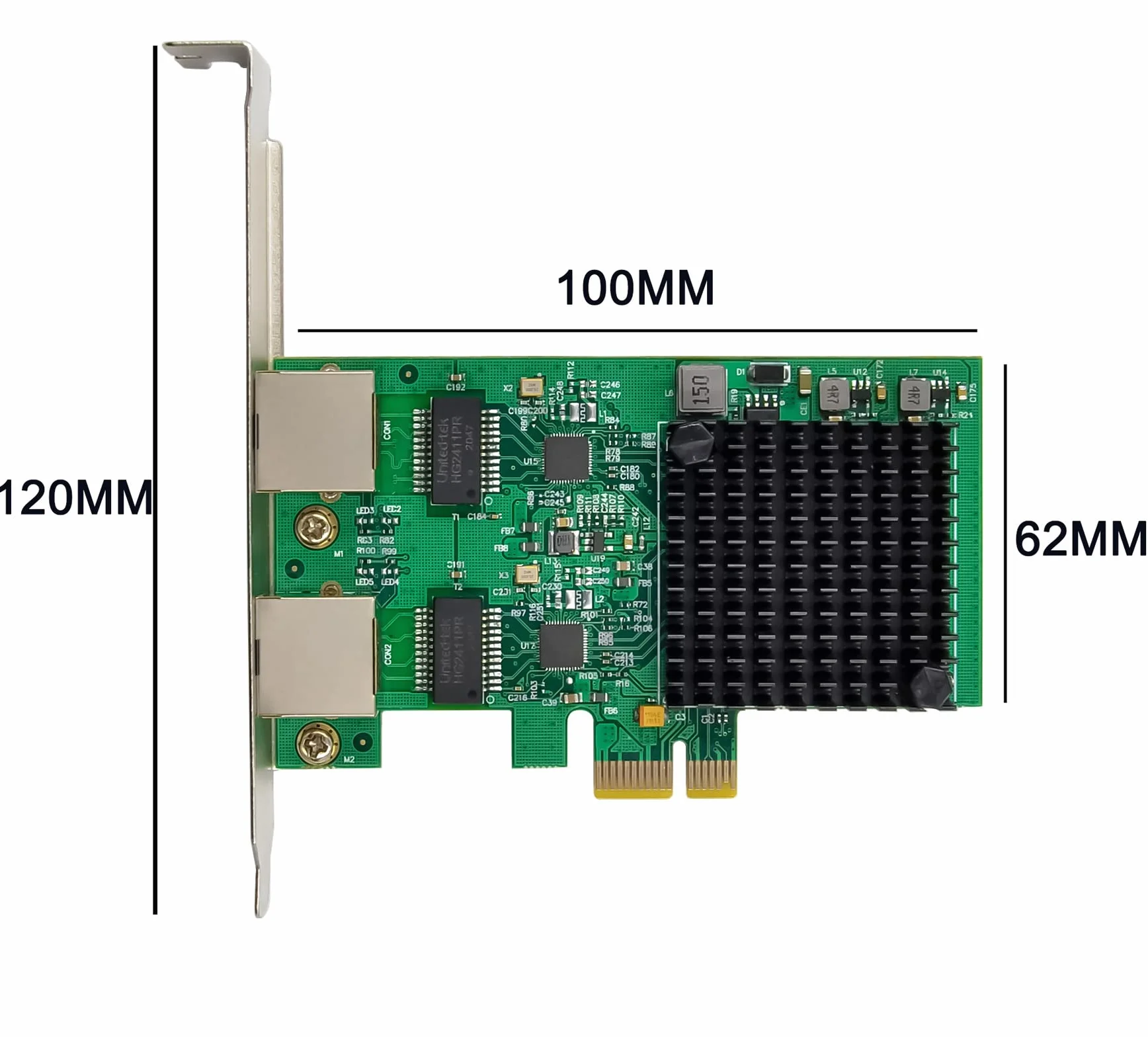 Adaptador de red PCIe de doble puerto 2.5GBase-T RTL8125B 2500/1000/100Mbps PCI Express Gigabit Ethernet NIC Controlador LAN RJ45