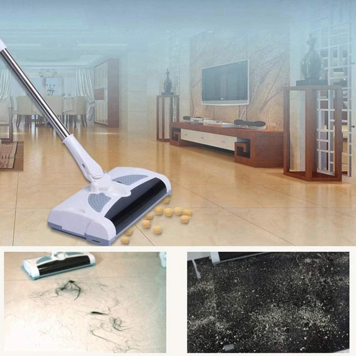 Barredora inalámbrica multilimpiadora manual para suelos y alfombras