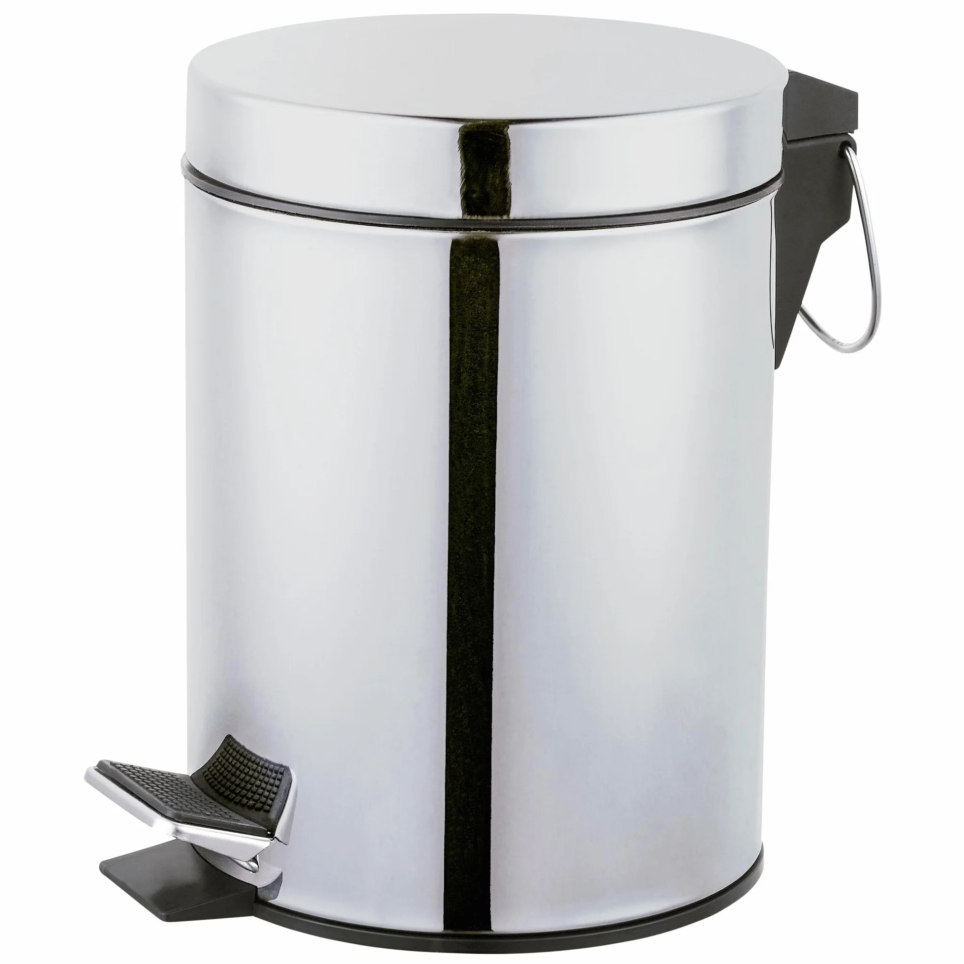 Amig - Cubo de Basura para Baño con Pedal 3 Litros Mod. Linea - Color Inox Pulido - Apertura Higiénica sin Manos - Ø16,8 x 25,5 cm - Acero Inoxidable - Papelera Redonda con Cubo Interior Removible