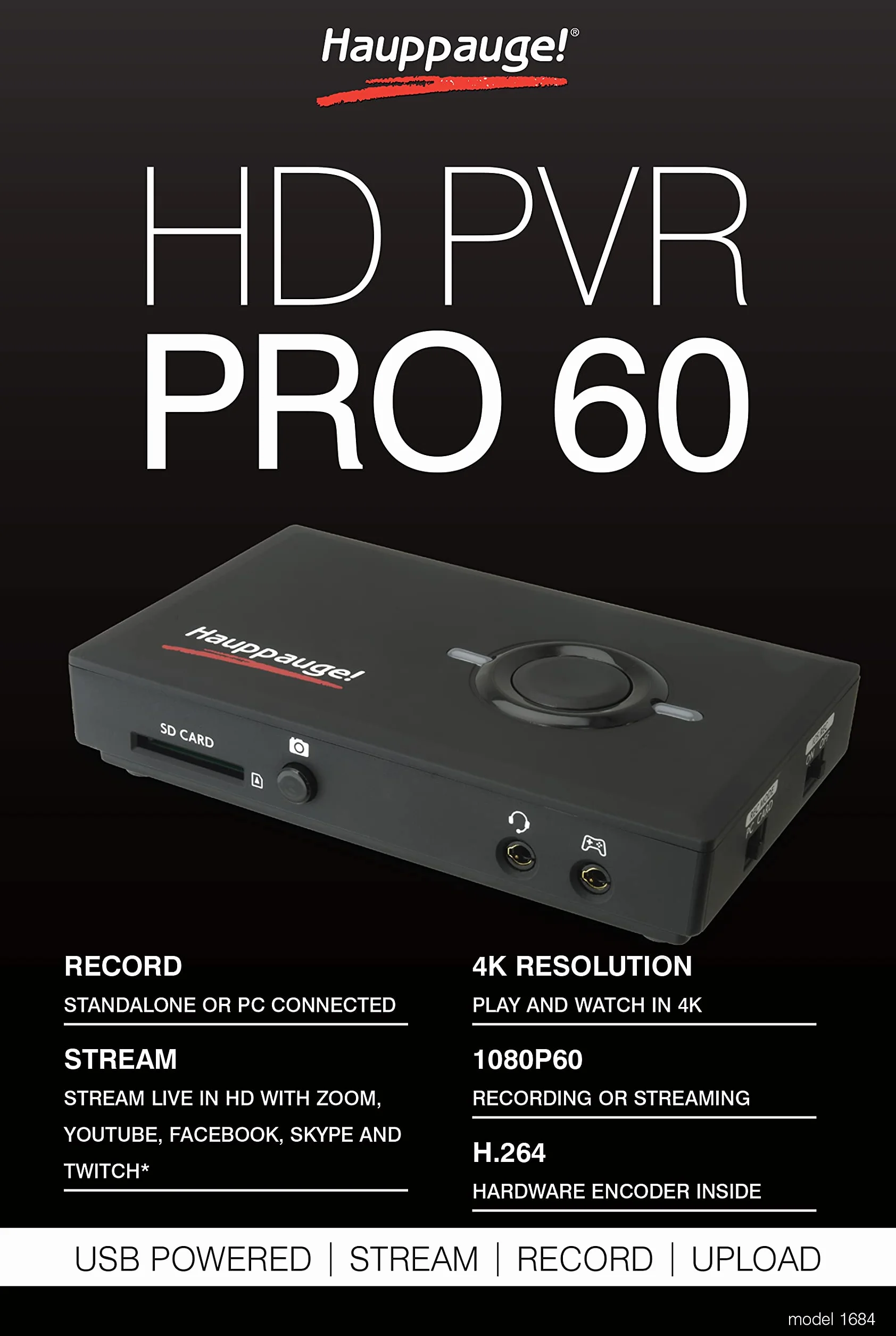Hauppauge! HD PVR Pro 60 Negro Adaptador de Cable