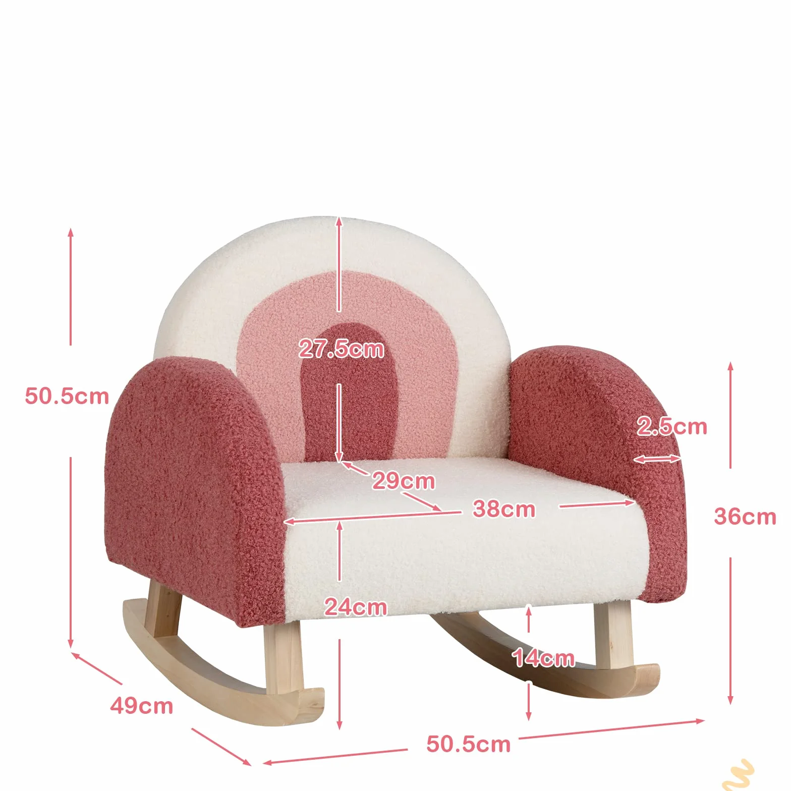 LIFEZEAL Sillón Infantil Mecedora para niños 3-5 años, Asiento Patas Madera Álamo, Antivuelco Rojo