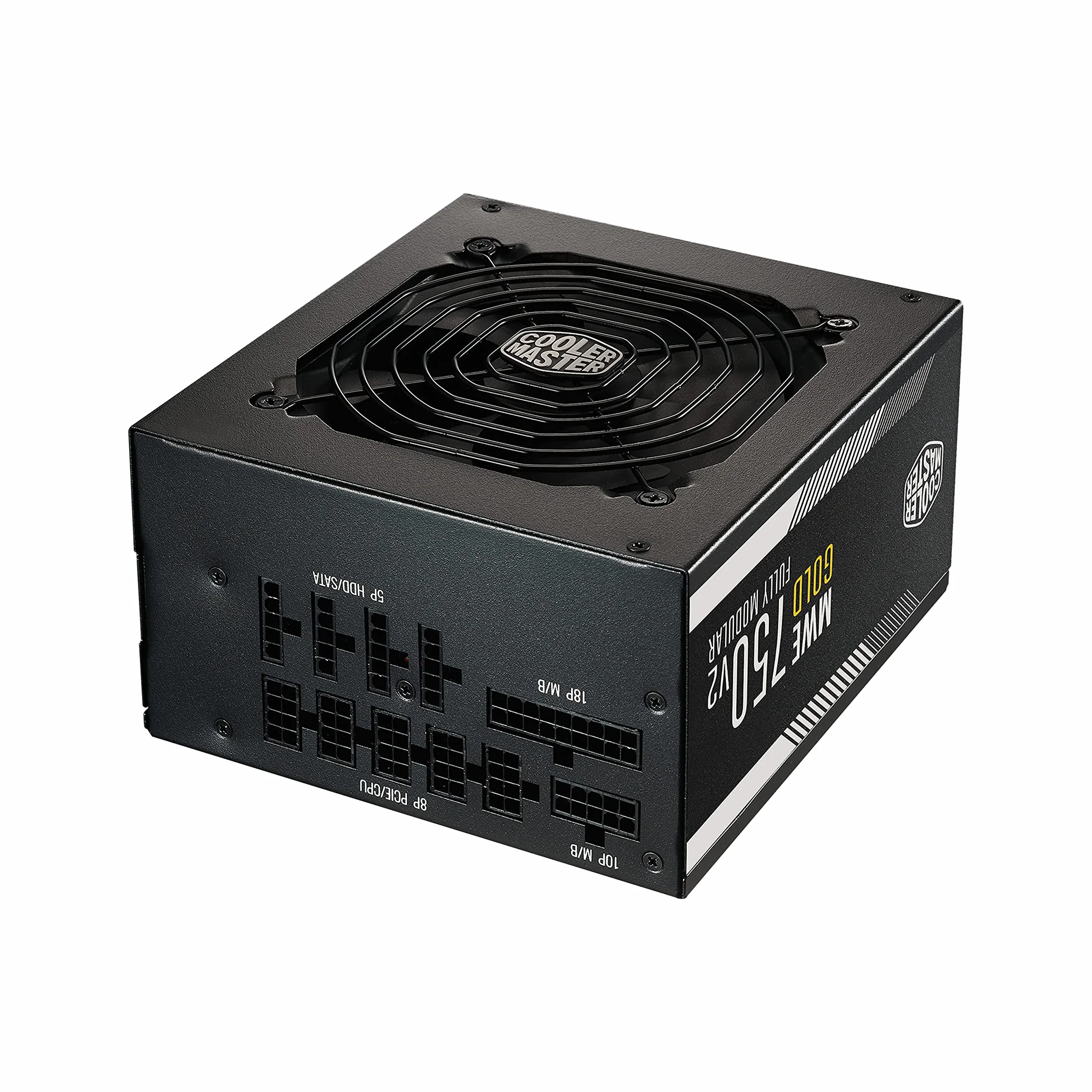 Cooler Master MWE 750 Gold V2 - Fuente de Alimentación 750W Modular (Enchufe EU), 80 PLUS Gold, Cableado Negro Plano, Ventilador HDB 120 mm, Umbral de Alta Temperatura - 5 Años de Garantía