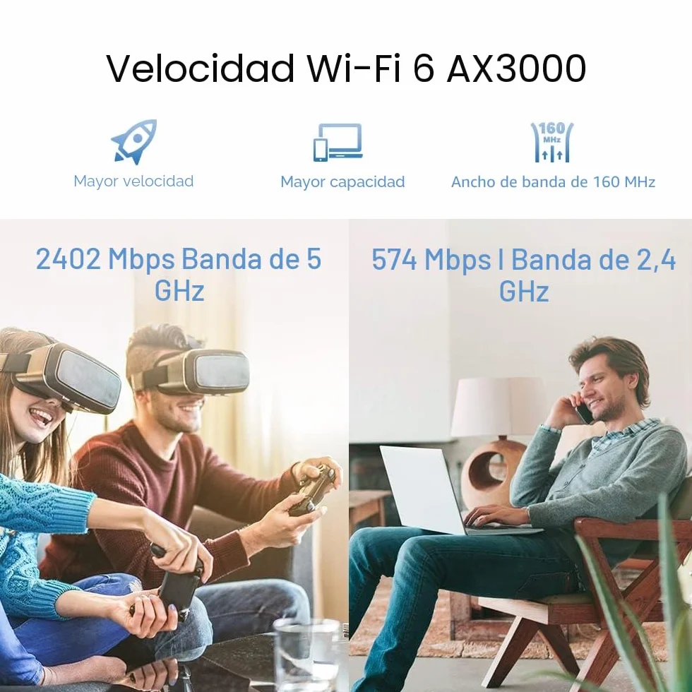 TP-Link RE705X - Repetidor Wi-Fi 6, Dual Band AX3000, Extensor de Cobertura Mesh con EasyMesh, Puerto Gigabit Ethernet y App Tether, Blanco