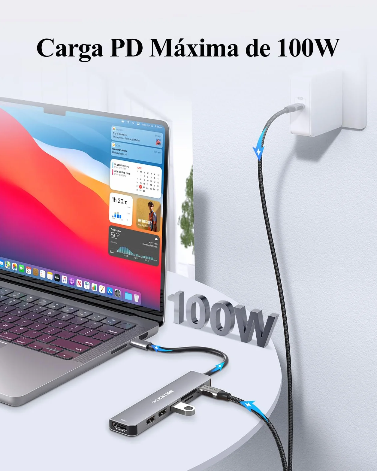 LENTION Hub USB C HDMI 4K@60Hz, PD 100W, USB 3.0 & 2.0 | Lector de Tarjetas SD/TF, Adaptador USB C 7 en 1 para MacBook Pro/Air, Nuevo iPad Pro, Surface y Más (Gris)