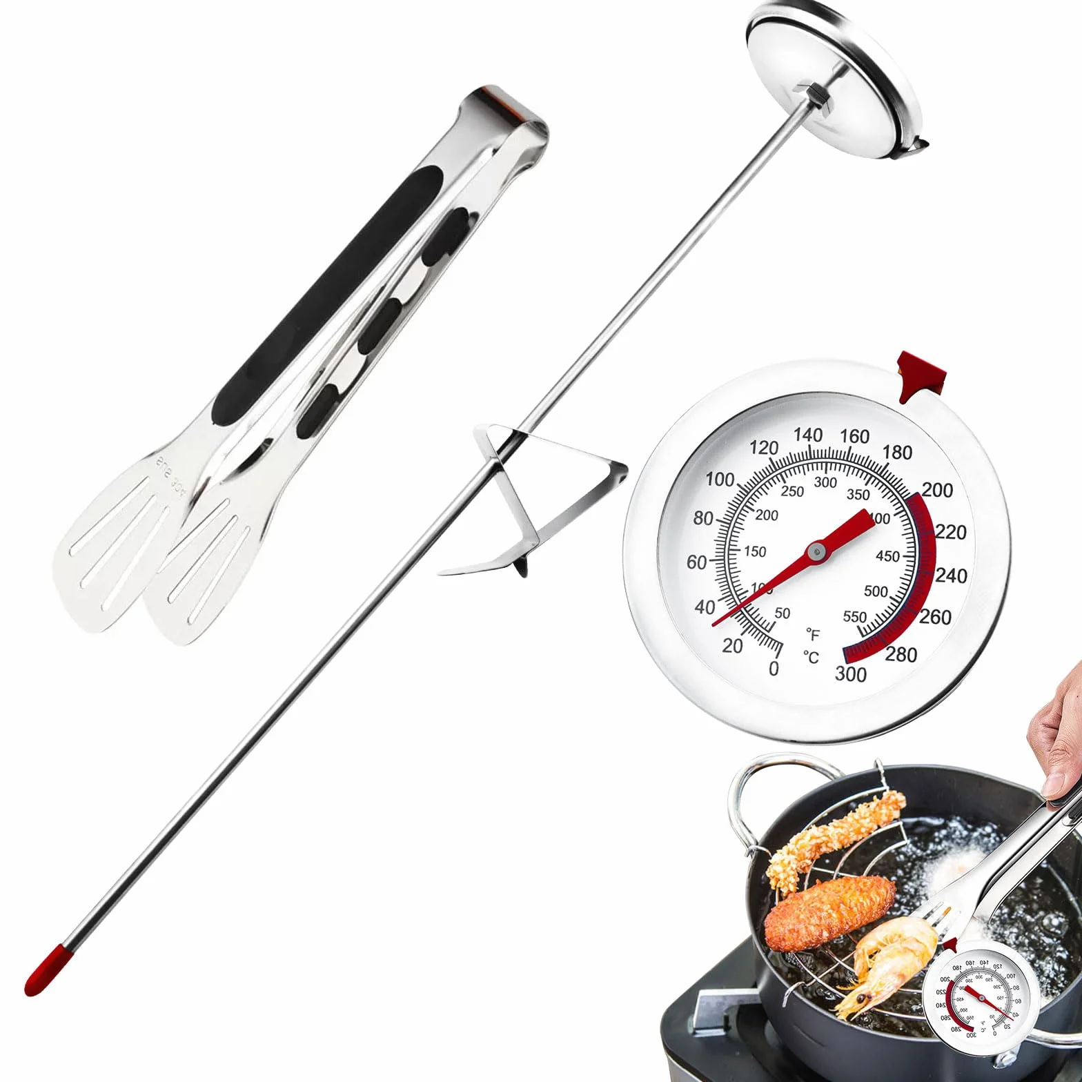 Termómetro para Freír 0-300° Barbacoa con Clip para Cocinar Alimentos
