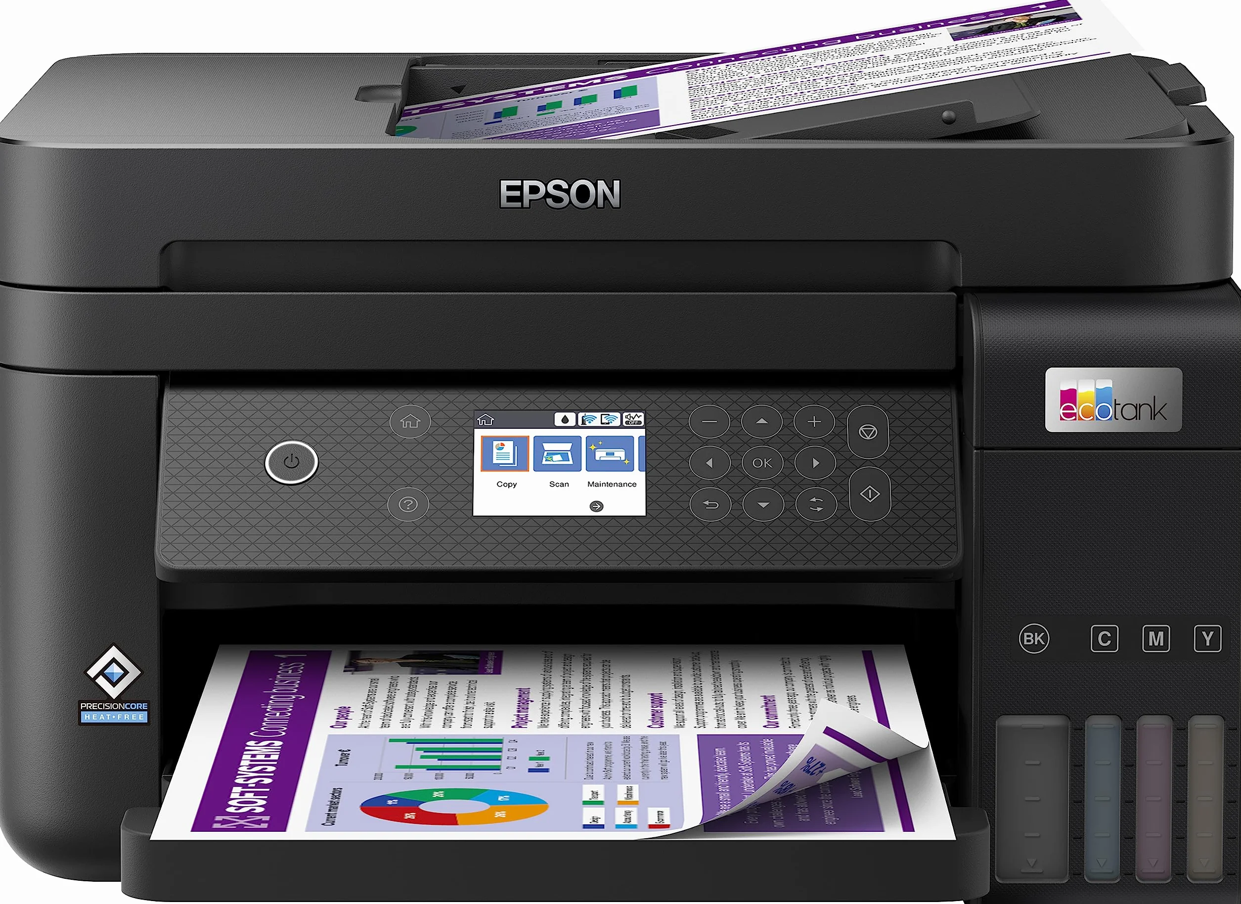 Epson EcoTank ET-3850, Impresora WiFi A4 Multifunción 3en1 con Depósito Tinta Recargable, Impresión Doble Cara (Dúplex), Alimentador Documentos (ADF), Pantalla LCD, Bandeja Frontal, Mobile Printing