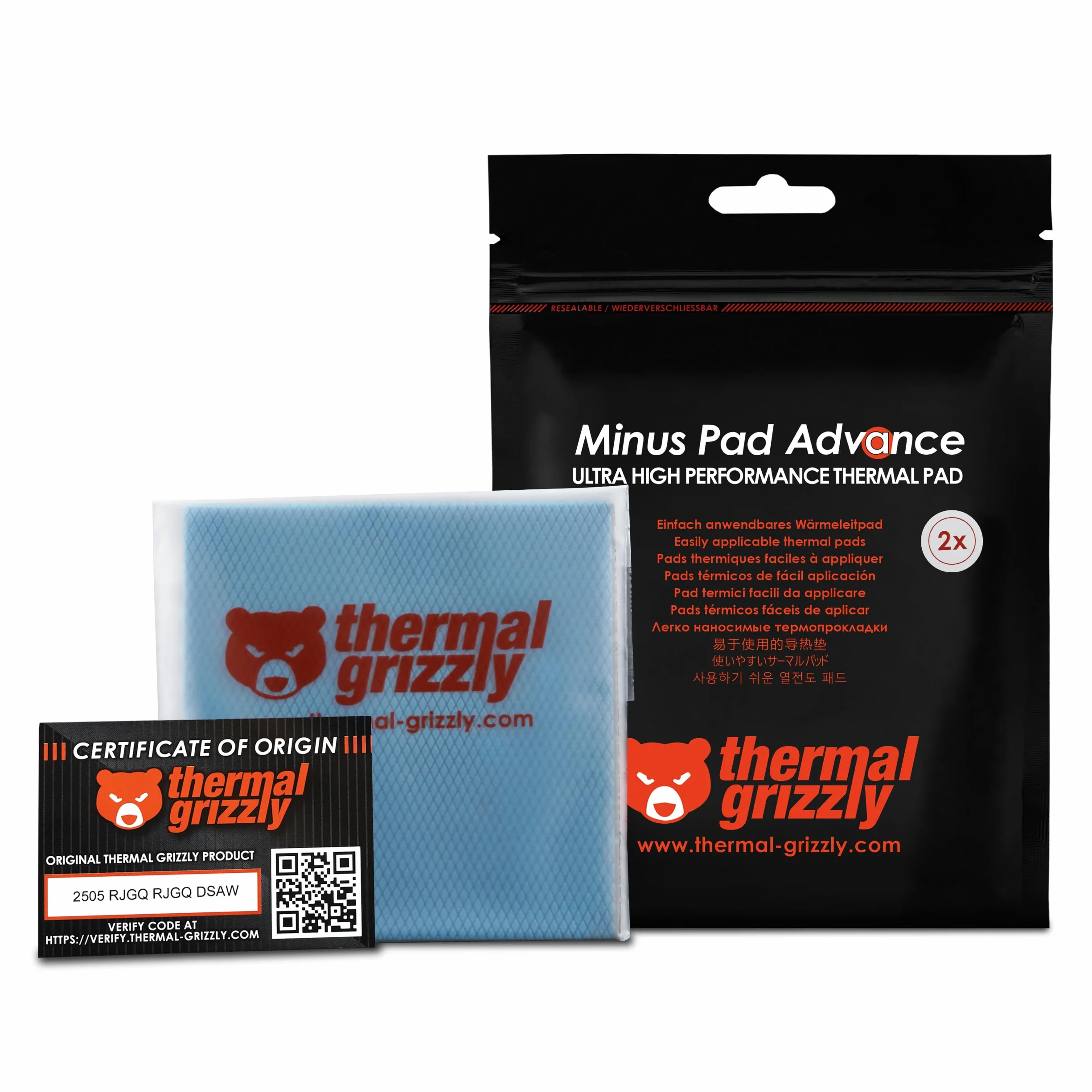 Thermal Grizzly Minus Pad Advance - 100 x 100 x 2,0 mm, 2 Stück
