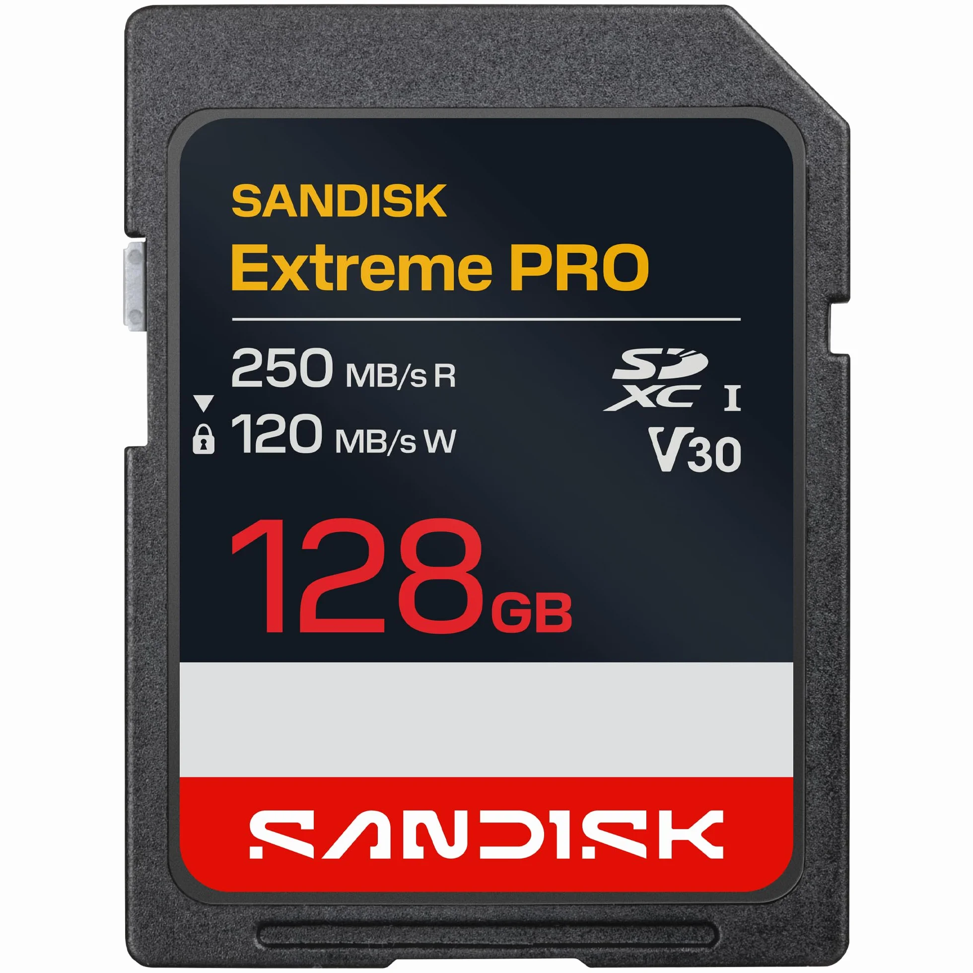SANDISK Extreme Pro Tarjeta SD UHS-I de 128 GB (con hasta 250 MB/s de Velocidad de Lectura y 120 MB/s de Escritura, vídeos en 4K UHD, U3, V30) Memory Zone App