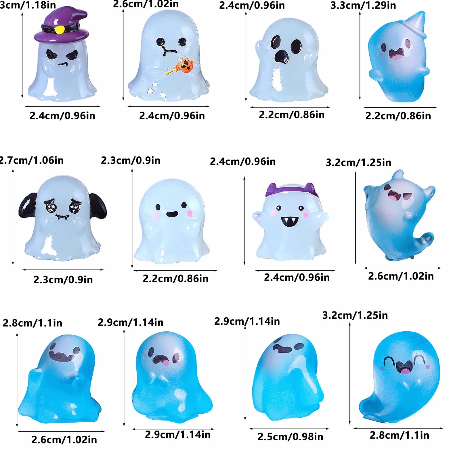 WANYI Adorno Fantasma Halloween 12PCS Figuras Miniatura Fantasmas para Interior Exterior