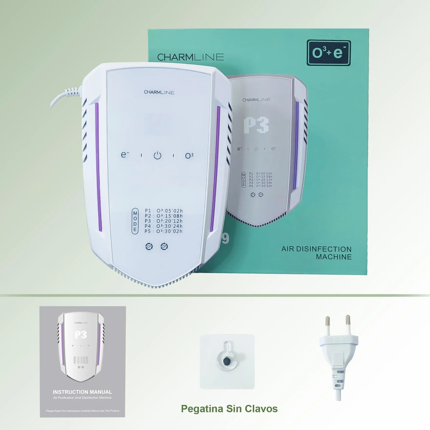 Charmline Purificador de Aire con Ozono e Iones Negativos, Eliminador de Olores, Generador de Ozono para Hogar