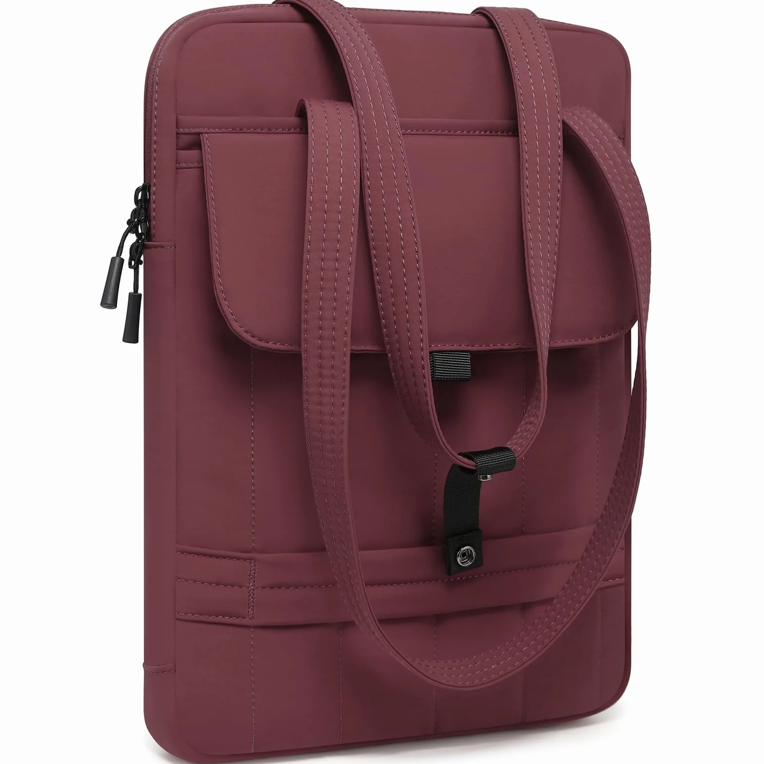 HYZUO 15-16 Pulgadas Funda Acolchada para Portátil para MacBook Pro 15/16, 15" 15,6" DELL/HP/Lenovo/ASUS/Acer/Samsung, Bolsos Hombro Delgados Mujer, Bolso Trabajo Diario, Vino Rojo