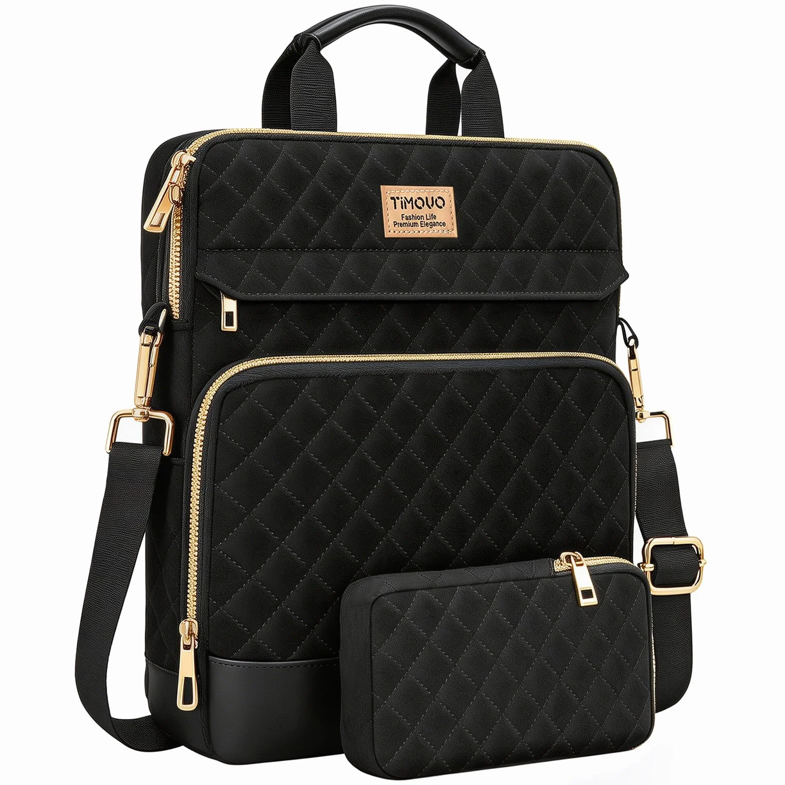 TiMOVO Funda para Portátil MacBook Neo de 13 Pulgadas 2026 Modelo A3404 con Chip A18 Pro, Bolsa con Correa para Hombro y Bolsillo Pequeño Extraíble, Negro
