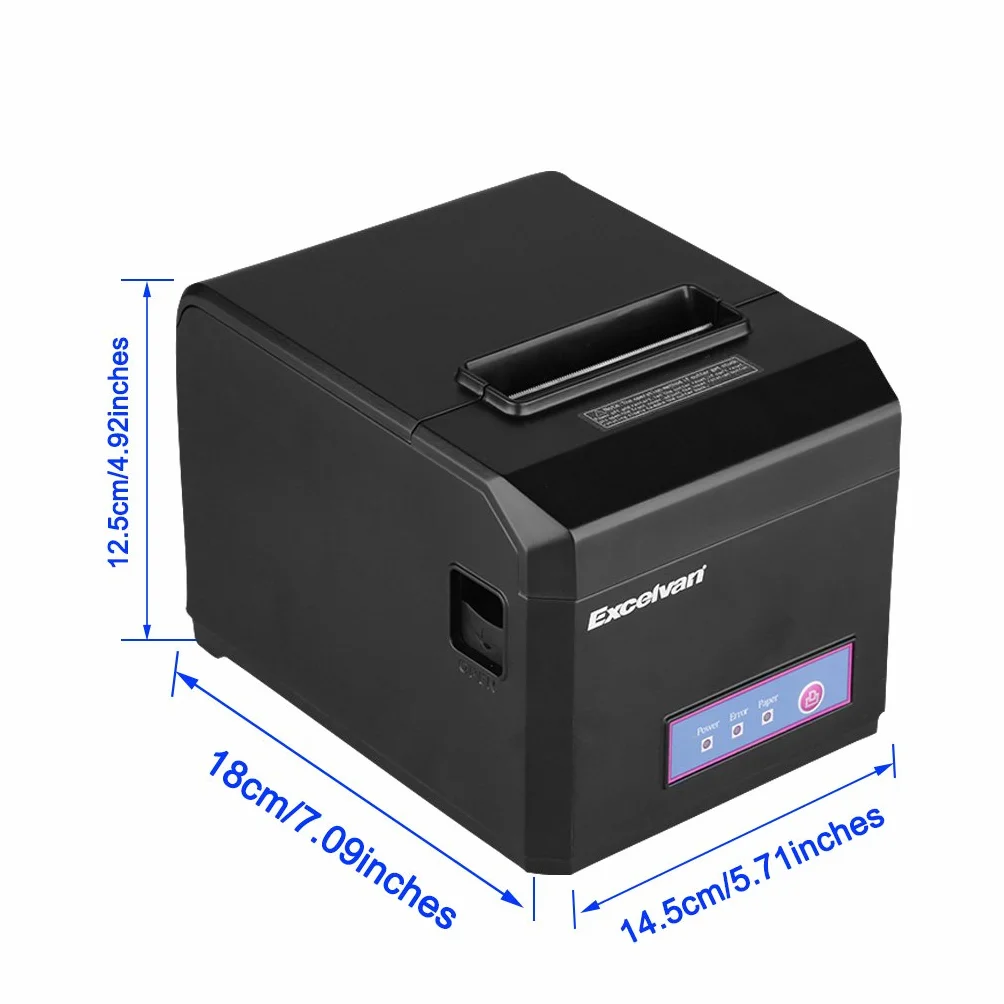 EXCELVAN Impresoras inalámbricas de Matriz WiFi 300mm/seg 80 mm Auto-Cut Impresora térmica Dot ESC/POS Wireless Thermal Receipt Impresora USB WiFi