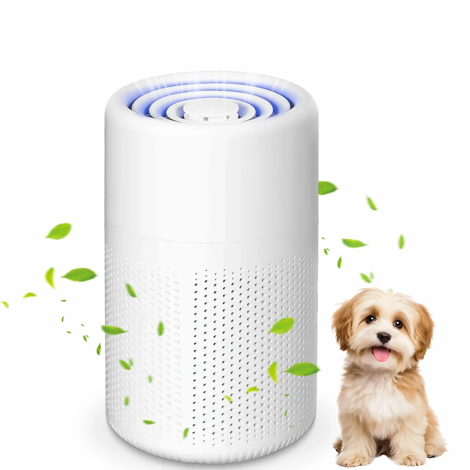 Purificador de Aire con Filtro HEPA, Purificador de aire Para alérgicos, Air Purifier con Aromaterapia, Elimina de Alergia Polen Olor y Caspa de Mascota, humo, Blanco