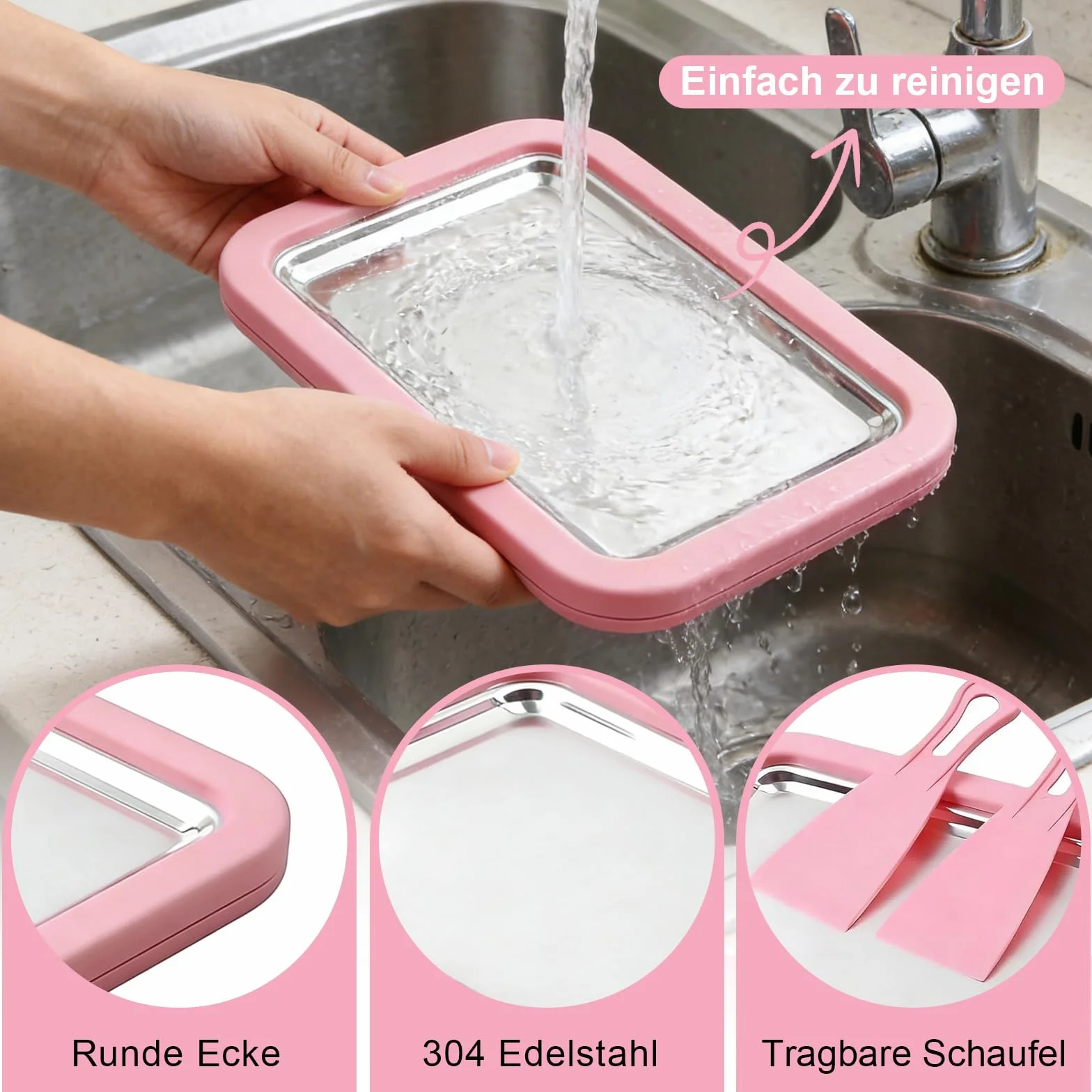 Máquina de hacer rollos de hielo de acero inoxidable con 2 espátulas