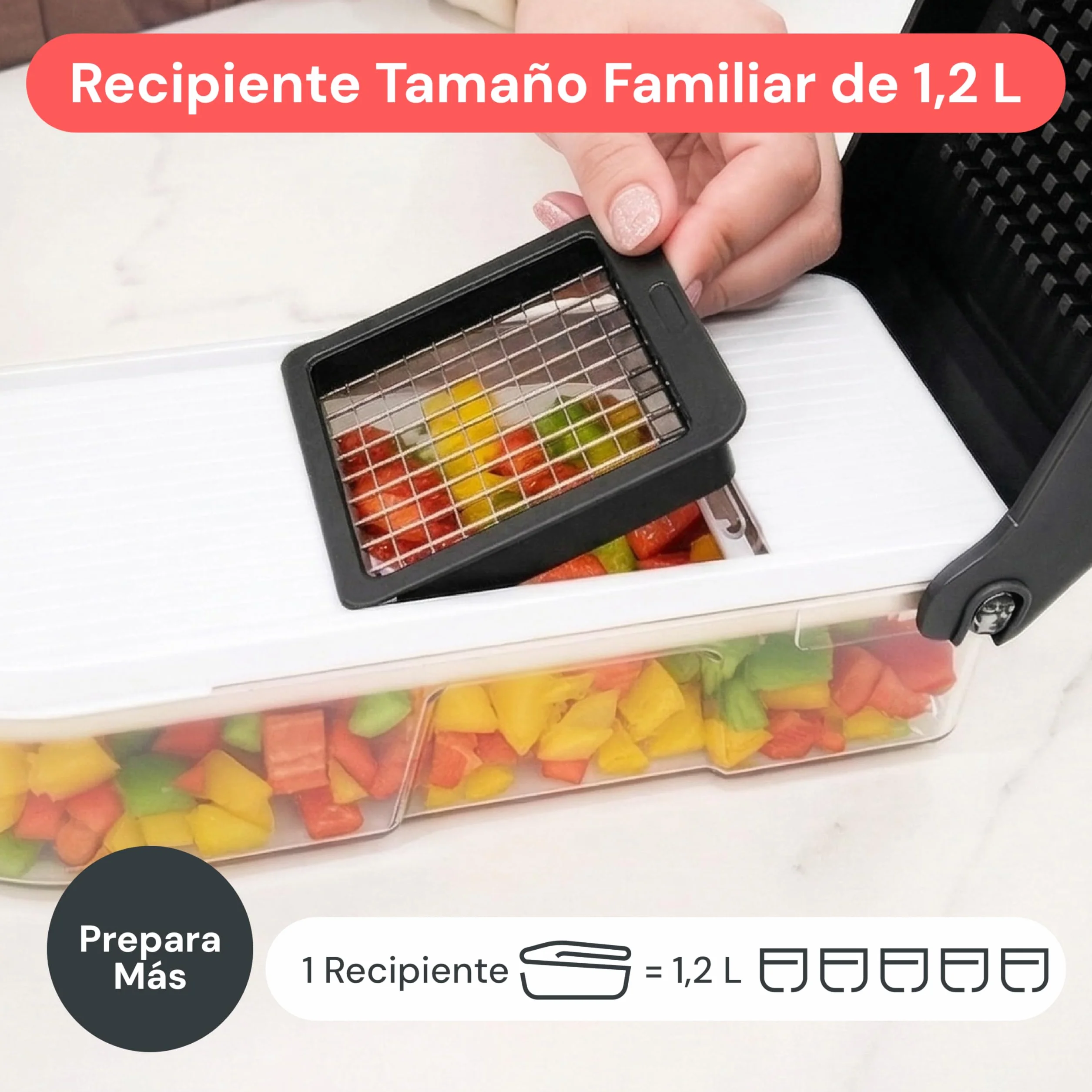 Fullstar Cortador de Verdura Mandolina Profesional 6-en-1 Blanco - Rallador Picadora Manual para Cebolla Pepino Patatas Queso