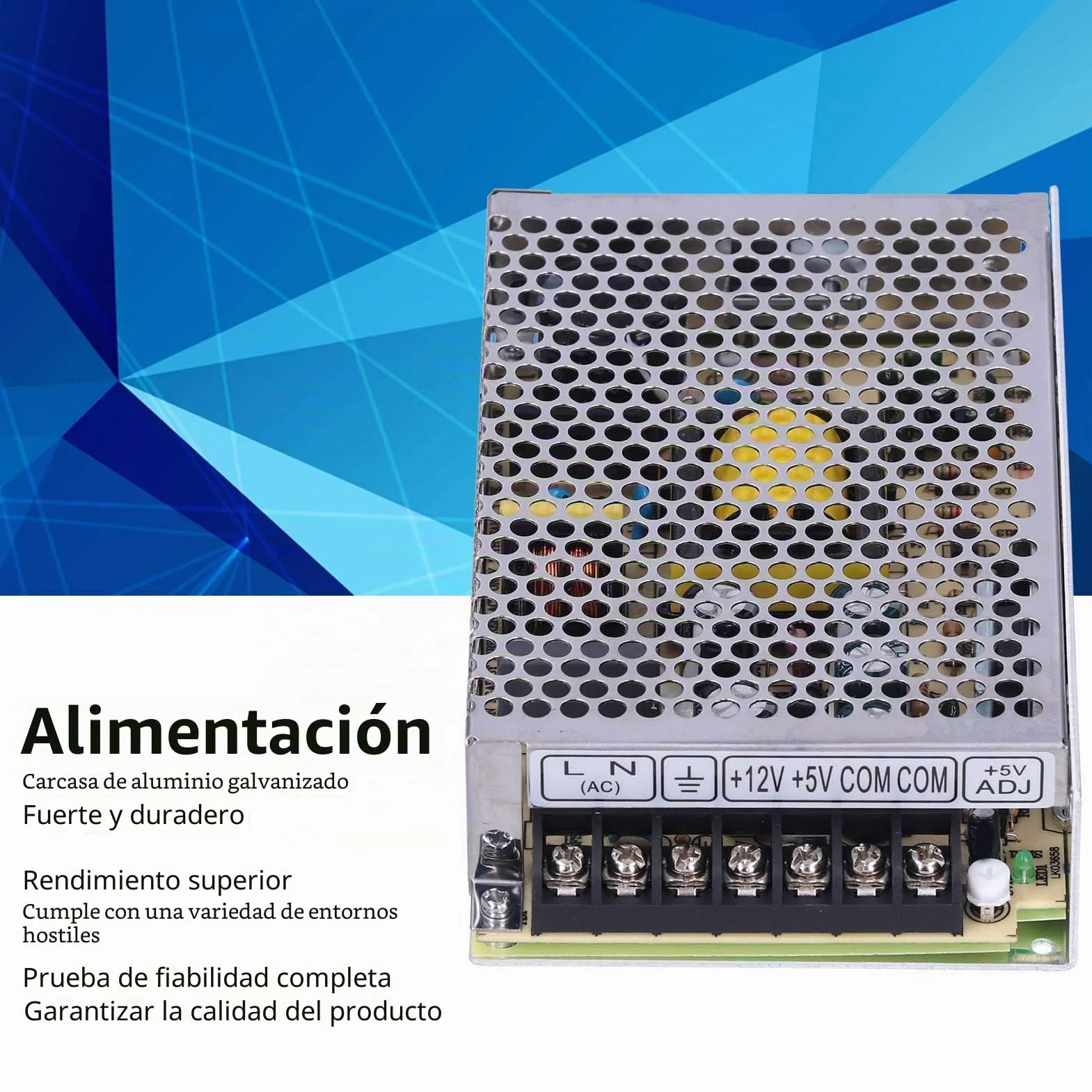 Fuente Alimentacion Conmutada 60W Regulada Salida Dual 5V 4A 12V 3A Transformador CC Aluminio para Tira LED Proyectos Electronicos Computadora