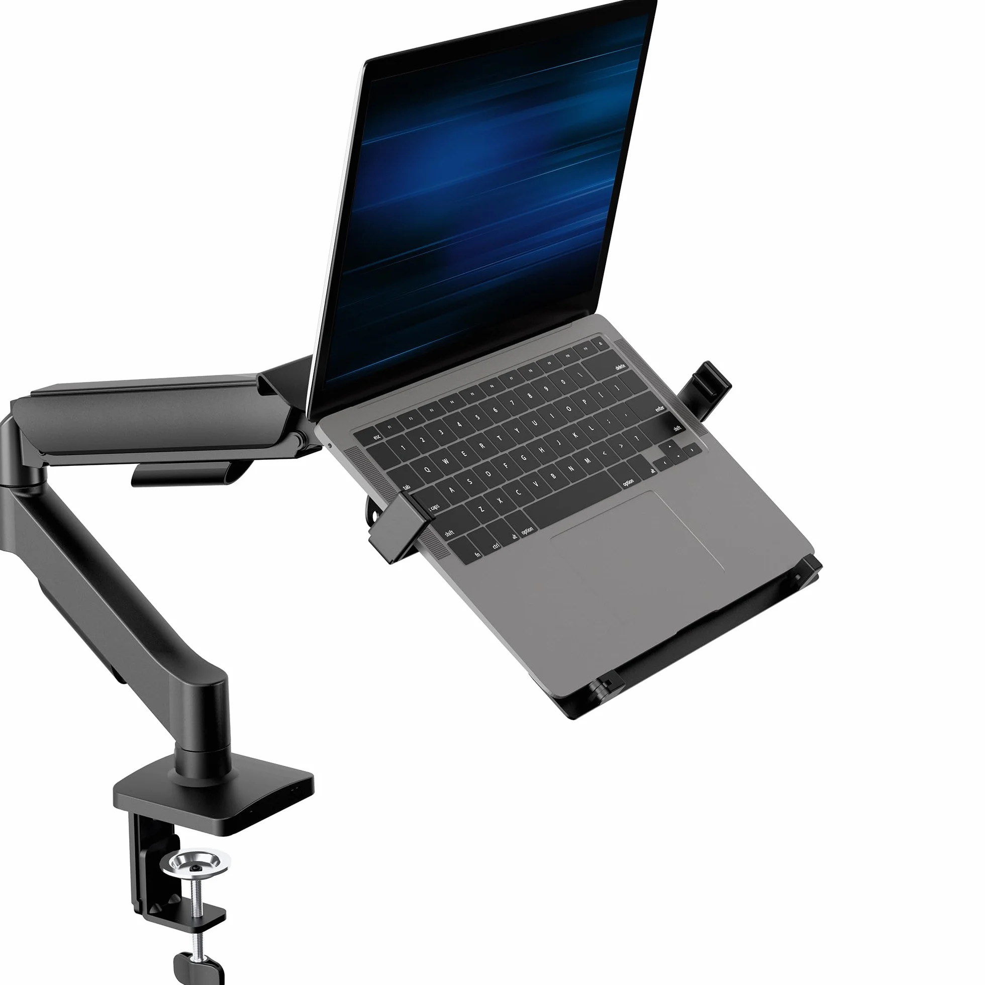 VIVO STAND-V001O-L - Soporte universal ajustable para laptop de 10 a 15.6 pulgadas, soporte VESA con abrazadera en C y opciones de ojales, negro, STAND-V001O-L